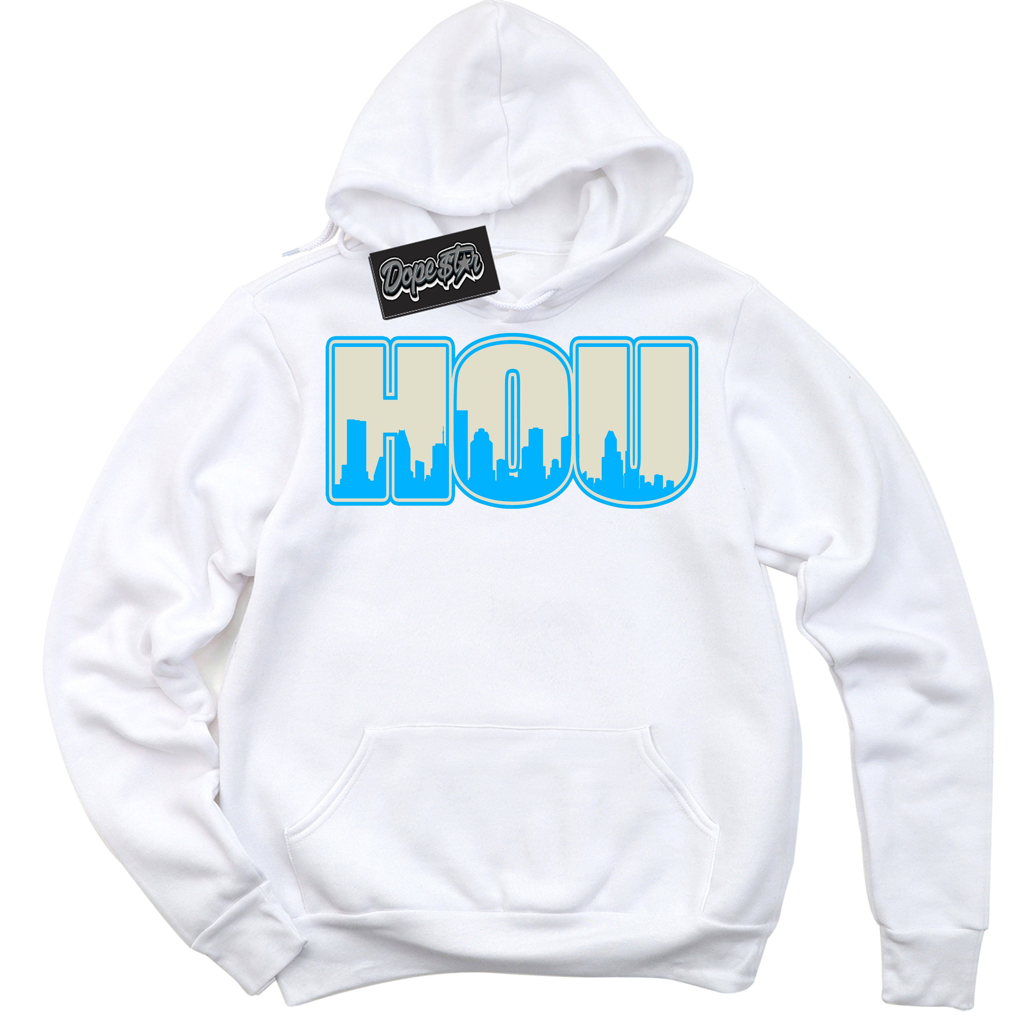 Dunk Low Coconut Milk University Blue 'Houston' Hoodie – White Streetwear Sweatshirt | Sneaker Matching Hoodie for Dunk Low Coconut Milk University Blue | Urban Fashion for Houston | Men's & Women's Streetwear Outfit by Sneaker Shirts Outlet.