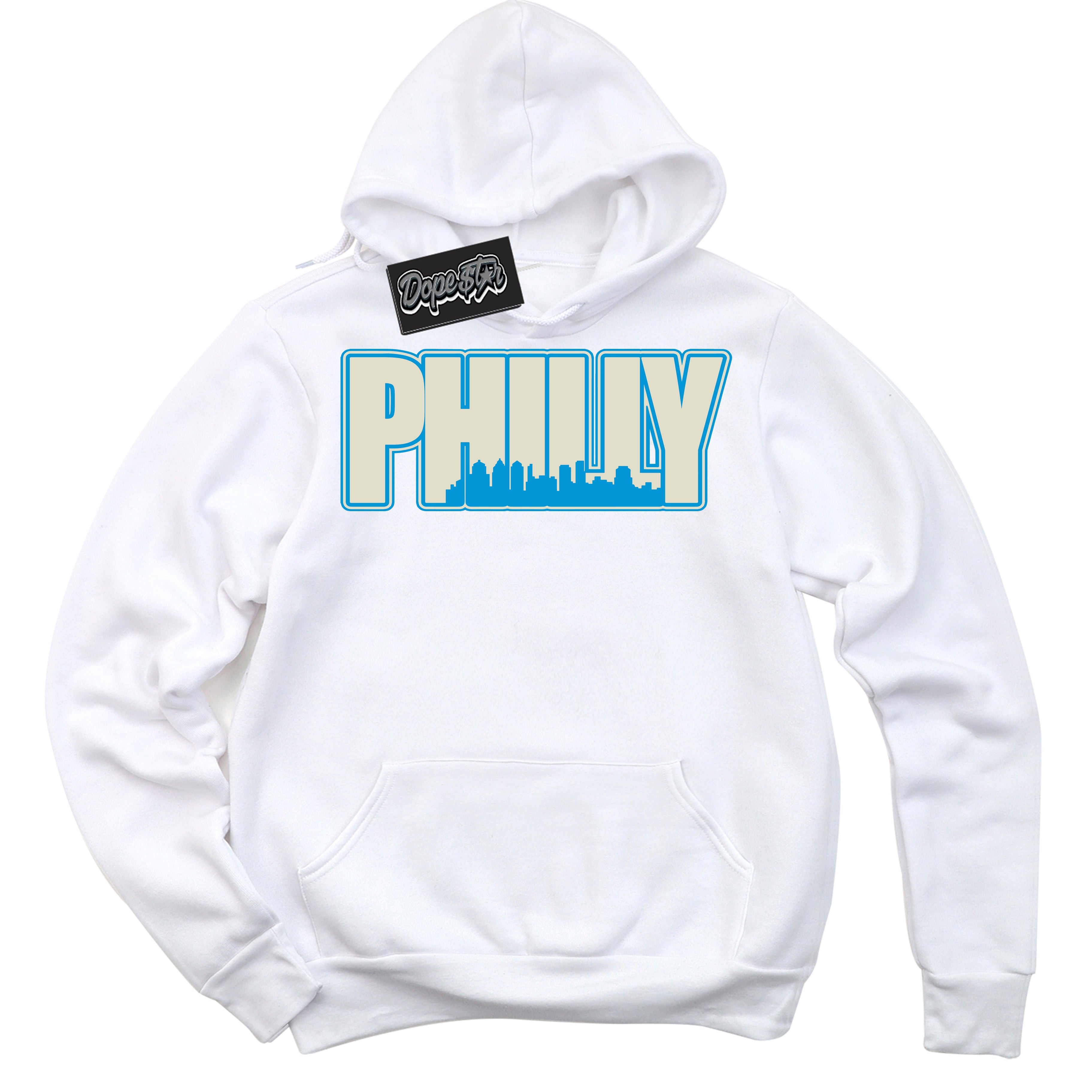 Dunk Low Coconut Milk University Blue 'Philly' Hoodie – White Streetwear Sweatshirt | Sneaker Matching Hoodie for Dunk Low Coconut Milk University Blue | Urban Fashion for Philly | Men's & Women's Streetwear Outfit by Sneaker Shirts Outlet.