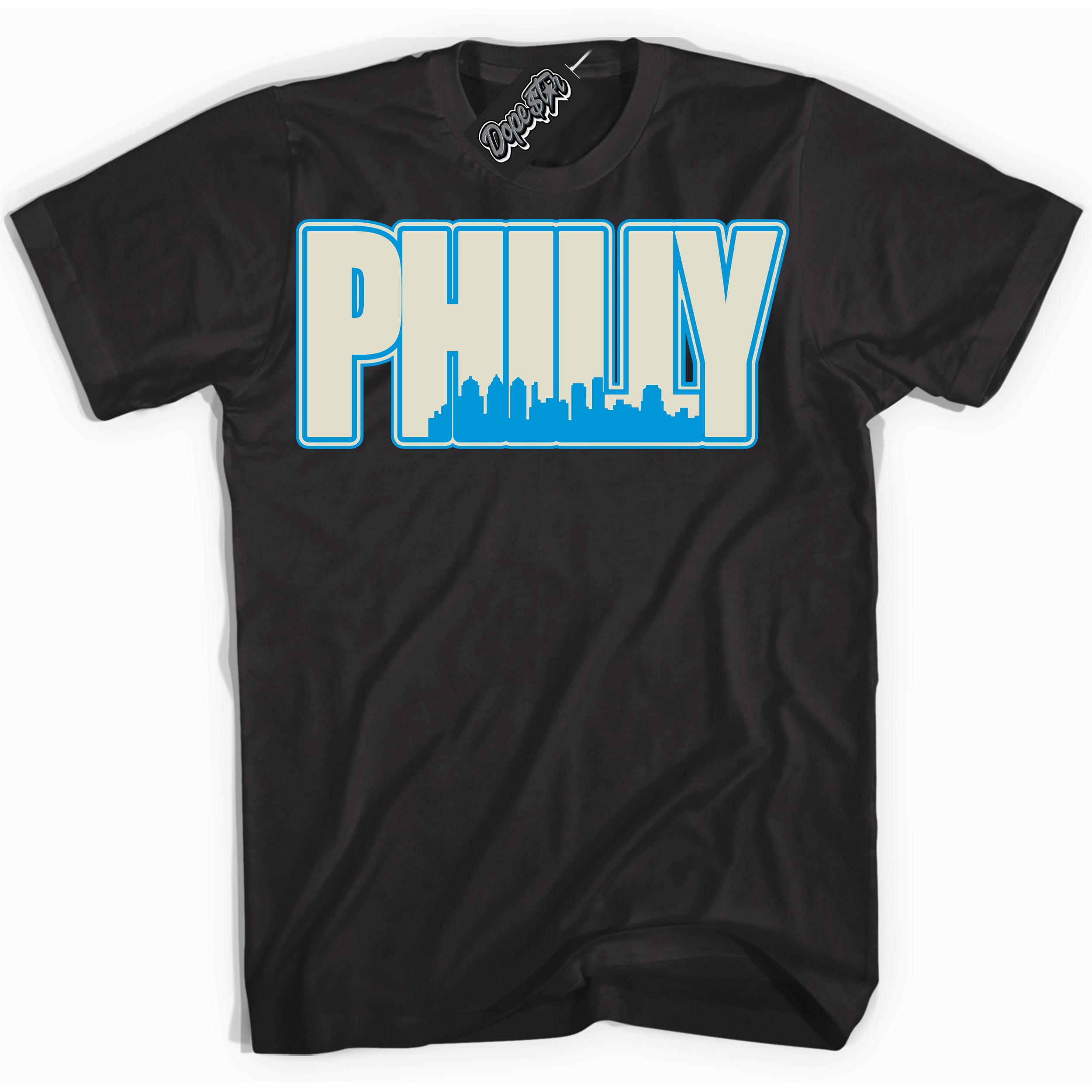 Dunk Low Coconut Milk University Blue 'Philly' Shirt – Black Streetwear T-Shirt | Sneaker Matching Tee for Dunk Low Coconut Milk University Blue | Urban Fashion for Philly | Men's & Women's Streetwear Outfit by Sneaker Shirts Outlet.