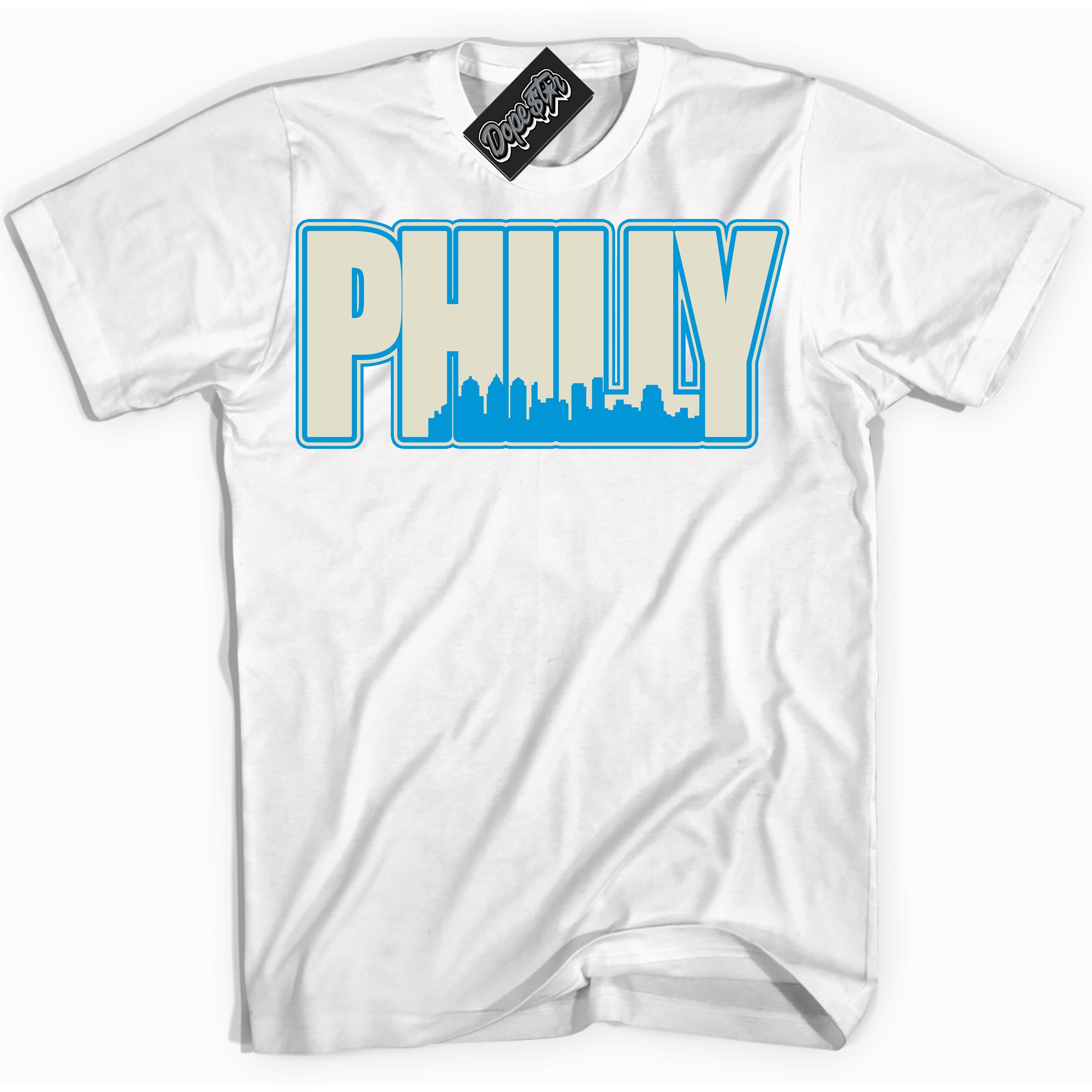 Dunk Low Coconut Milk University Blue 'Philly' Shirt – White Streetwear T-Shirt | Sneaker Matching Tee for Dunk Low Coconut Milk University Blue | Urban Fashion for Philly | Men's & Women's Streetwear Outfit by Sneaker Shirts Outlet.