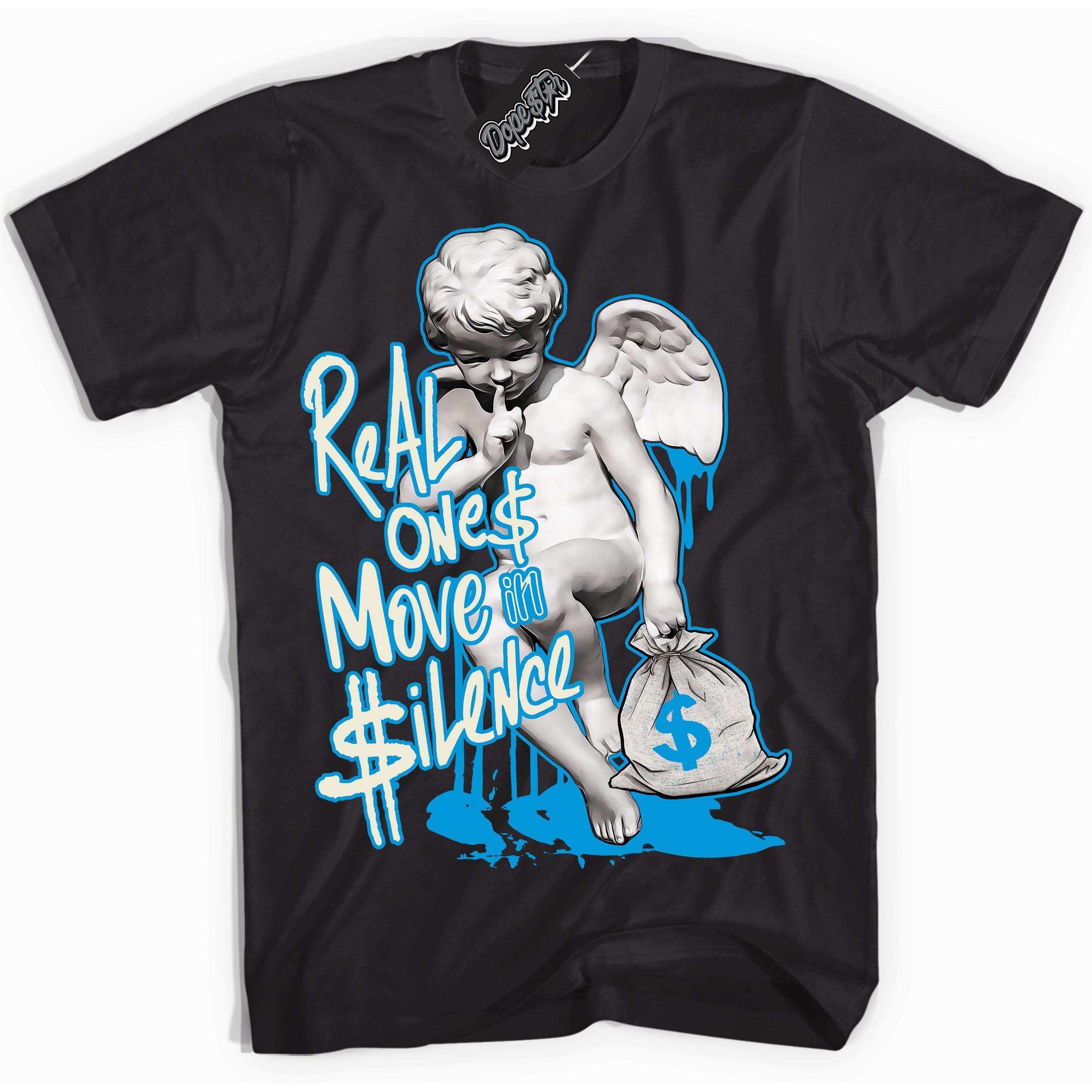 Dunk Low Coconut Milk University Blue 'Real Ones Cherub' Shirt – Black Streetwear T-Shirt | Sneaker Matching Tee for Dunk Low Coconut Milk University Blue | Urban Fashion for Real Ones Cherubs | Men's & Women's Streetwear Outfit by Sneaker Shirts Outlet.