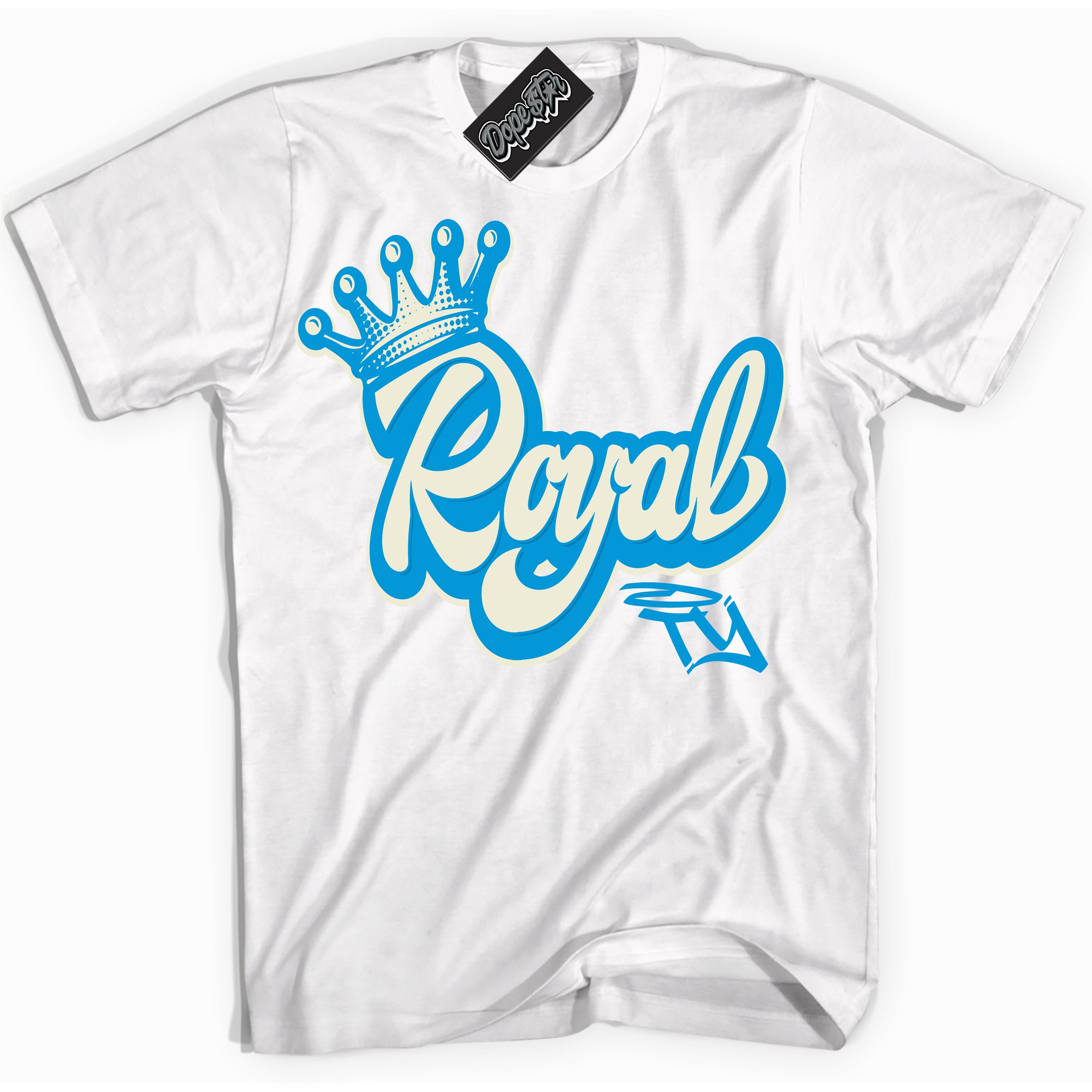 Dunk Low Coconut Milk University Blue 'Royalty' Shirt – White Streetwear T-Shirt | Sneaker Matching Tee for Dunk Low Coconut Milk University Blue | Urban Fashion for Royaltys | Men's & Women's Streetwear Outfit by Sneaker Shirts Outlet.