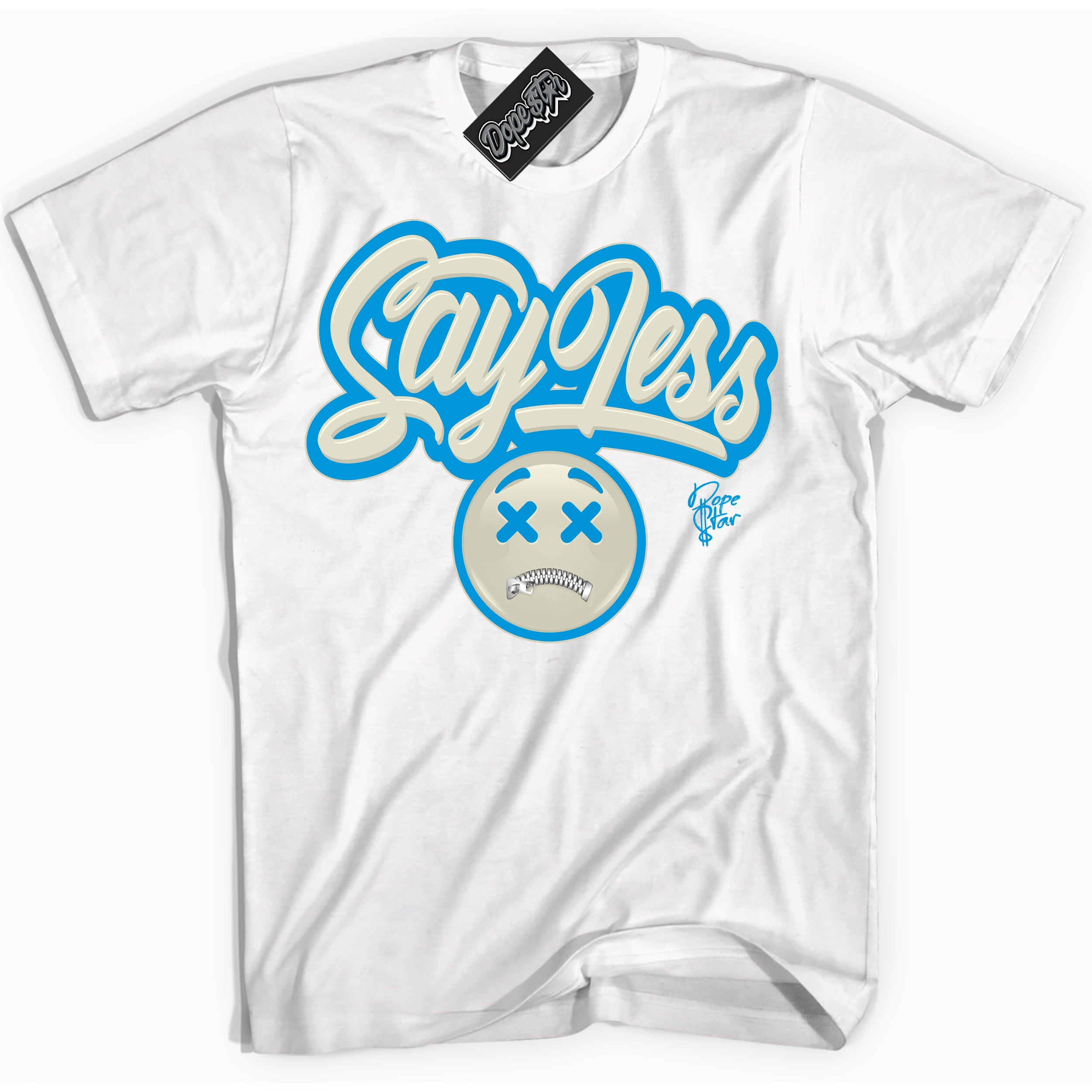 Dunk Low Coconut Milk University Blue 'Say Less' Shirt – White Streetwear T-Shirt | Sneaker Matching Tee for Dunk Low Coconut Milk University Blue | Urban Fashion for Say Less | Men's & Women's Streetwear Outfit by Sneaker Shirts Outlet.