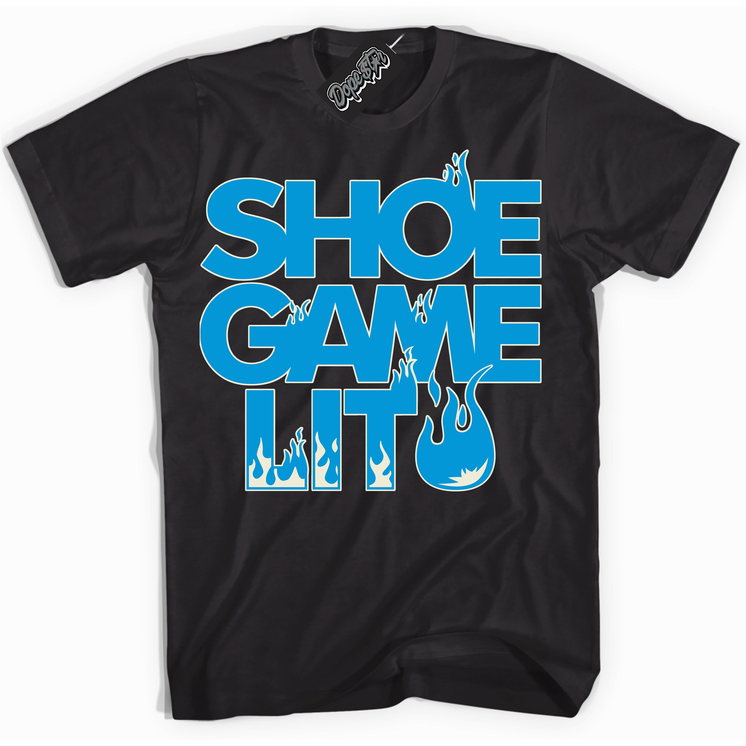 Dunk Low Coconut Milk University Blue 'Shoe Game Lit' Shirt – Black Streetwear T-Shirt | Sneaker Matching Tee for Dunk Low Coconut Milk University Blue | Urban Fashion for Shoe Game Lits | Men's & Women's Streetwear Outfit by Sneaker Shirts Outlet.