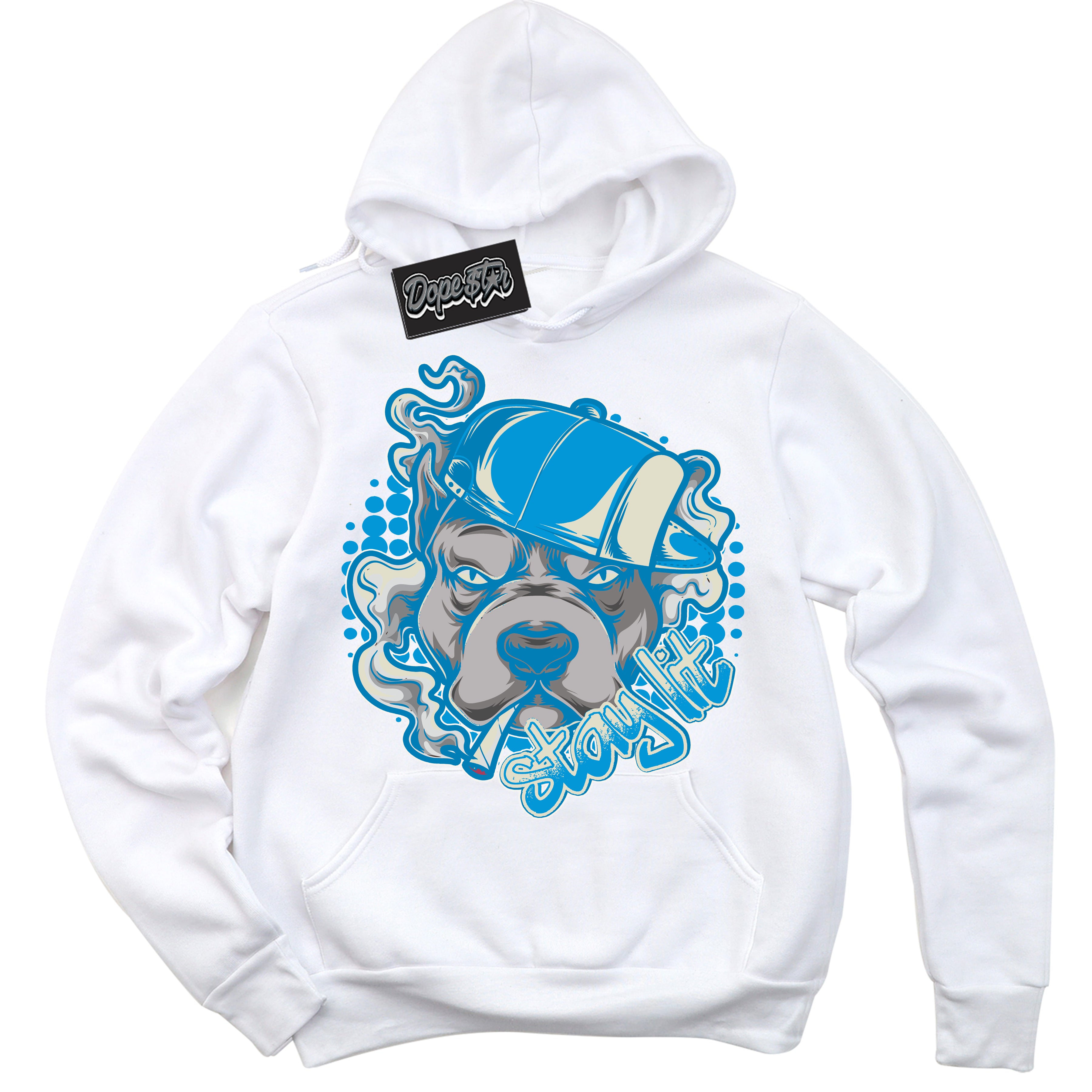 Dunk Low Coconut Milk University Blue 'Stay Lit' Hoodie – White Streetwear Sweatshirt | Sneaker Matching Hoodie for Dunk Low Coconut Milk University Blue | Urban Fashion for Sneakerheads | Men's & Women's Streetwear Outfit by Sneaker Shirts Outlet.