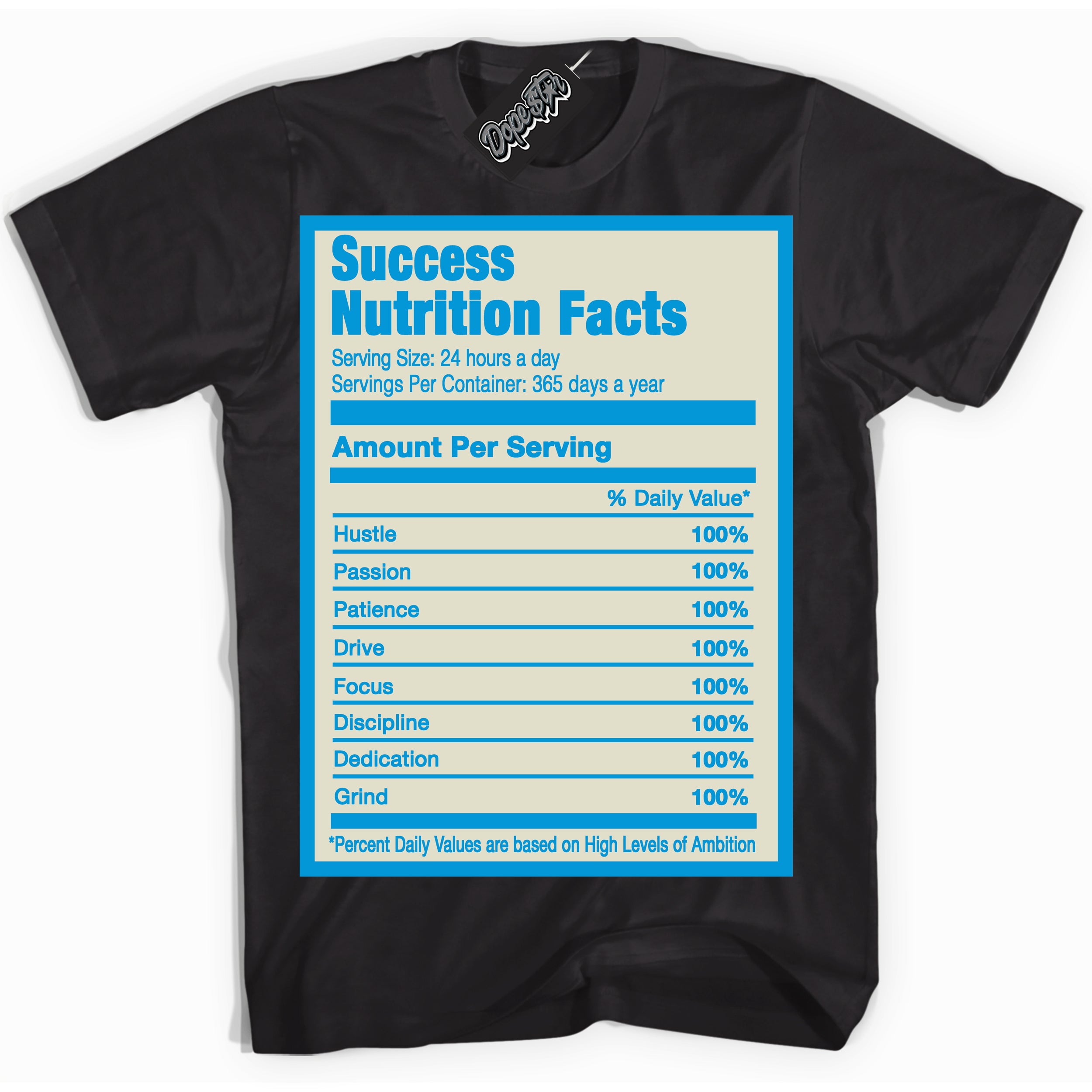 Dunk Low Coconut Milk University Blue 'Success Nutrition' Shirt – Black Streetwear T-Shirt | Sneaker Matching Tee for Dunk Low Coconut Milk University Blue | Urban Fashion for Success Nutritions | Men's & Women's Streetwear Outfit by Sneaker Shirts Outlet.