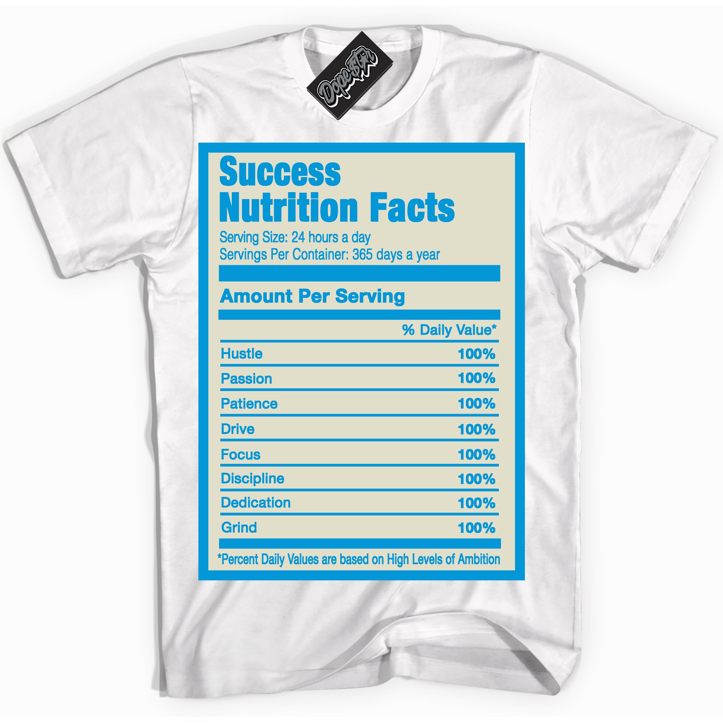 Dunk Low Coconut Milk University Blue 'Success Nutrition' Shirt – White Streetwear T-Shirt | Sneaker Matching Tee for Dunk Low Coconut Milk University Blue | Urban Fashion for Success Nutritions | Men's & Women's Streetwear Outfit by Sneaker Shirts Outlet.