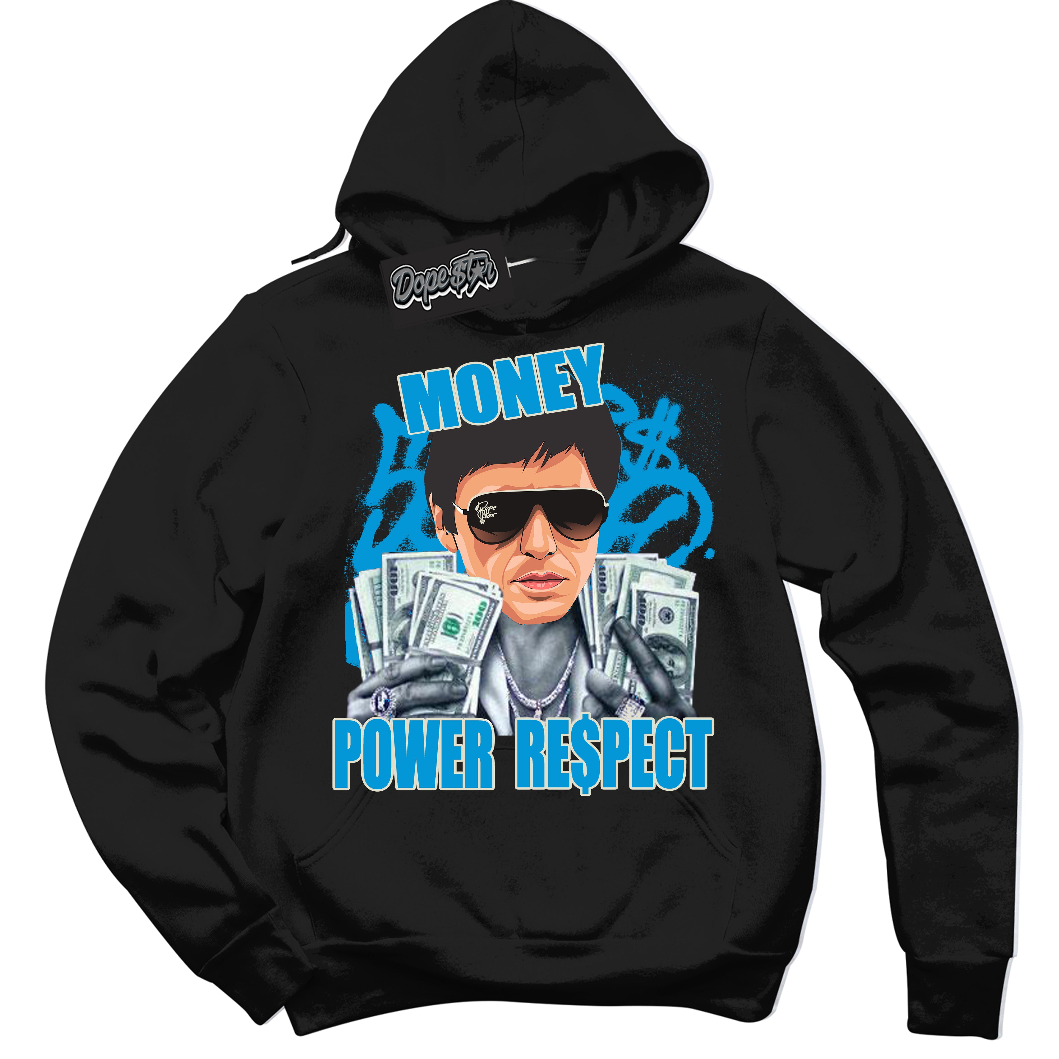 Dunk Low Coconut Milk University Blue 'Tony Montana' Hoodie – Black Streetwear Sweatshirt | Sneaker Matching Hoodie for Dunk Low Coconut Milk University Blue | Urban Fashion for Tony Montana | Men's & Women's Streetwear Outfit by Sneaker Shirts Outlet.