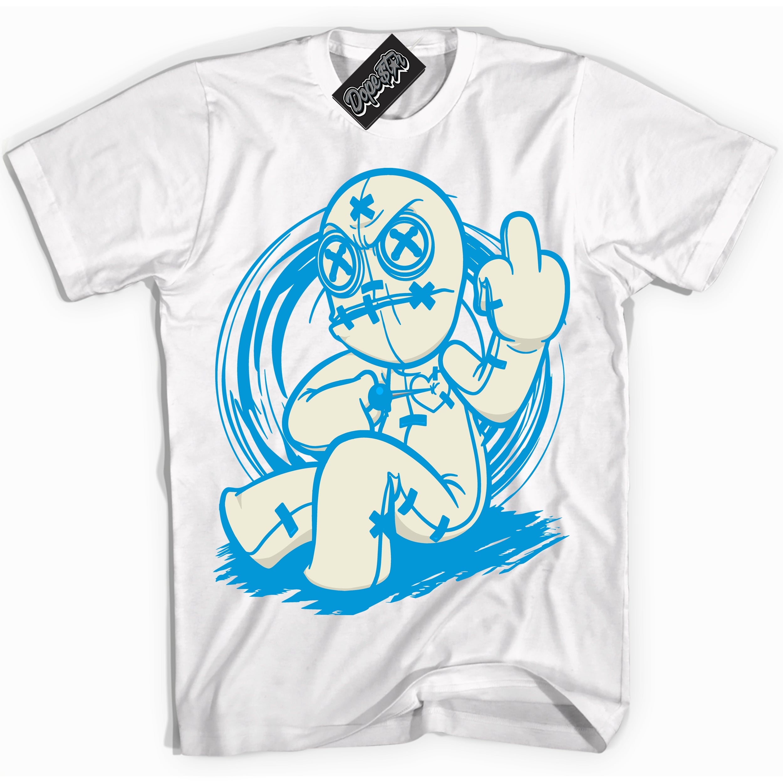 Dunk Low Coconut Milk University Blue 'Voodoo Doll' Shirt – White Streetwear T-Shirt | Sneaker Matching Tee for Dunk Low Coconut Milk University Blue | Urban Fashion for Voodoo Dolls | Men's & Women's Streetwear Outfit by Sneaker Shirts Outlet.