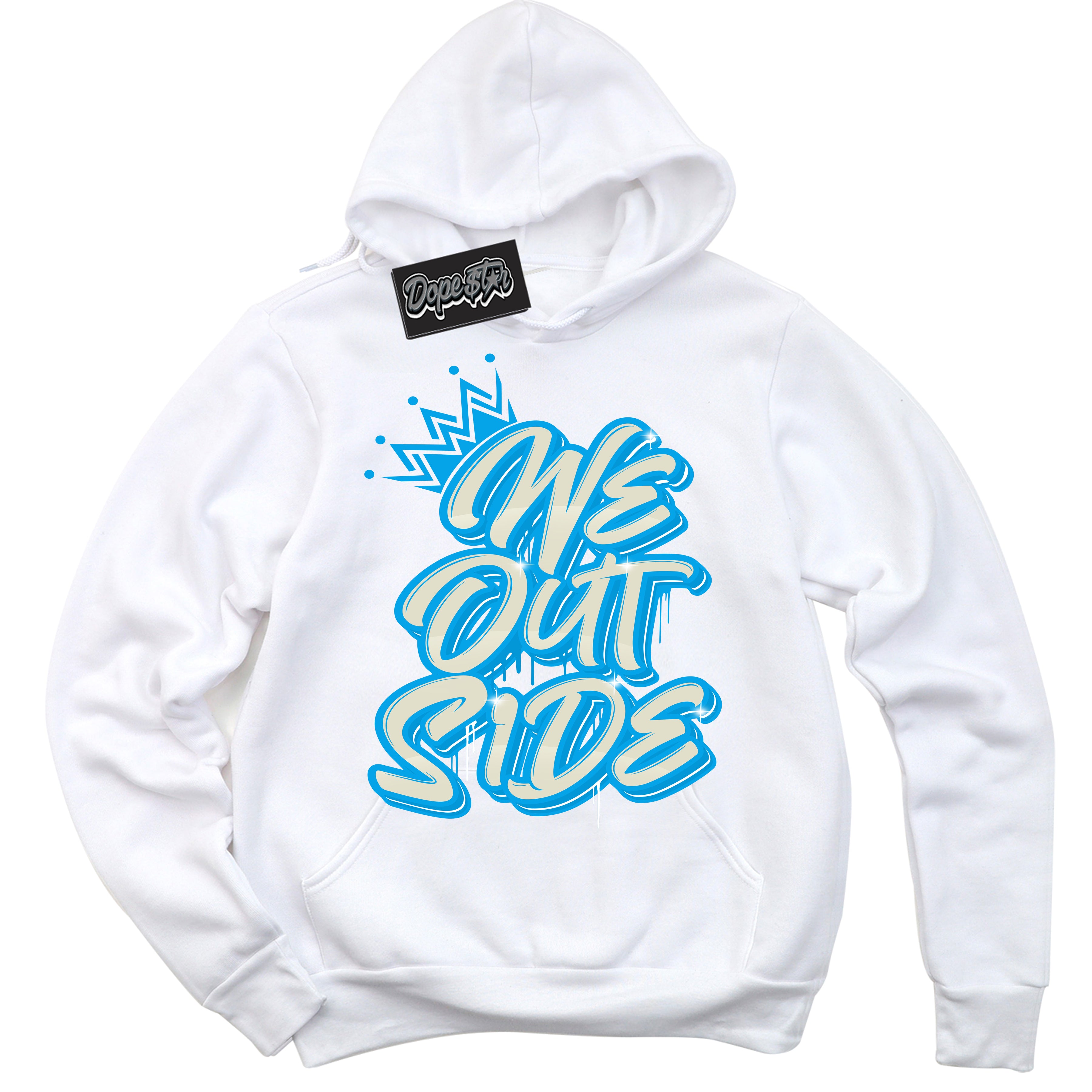 Dunk Low Coconut Milk University Blue 'We Outside' Hoodie – White Streetwear Sweatshirt | Sneaker Matching Hoodie for Dunk Low Coconut Milk University Blue | Urban Fashion for We Outsides | Men's & Women's Streetwear Outfit by Sneaker Shirts Outlet.