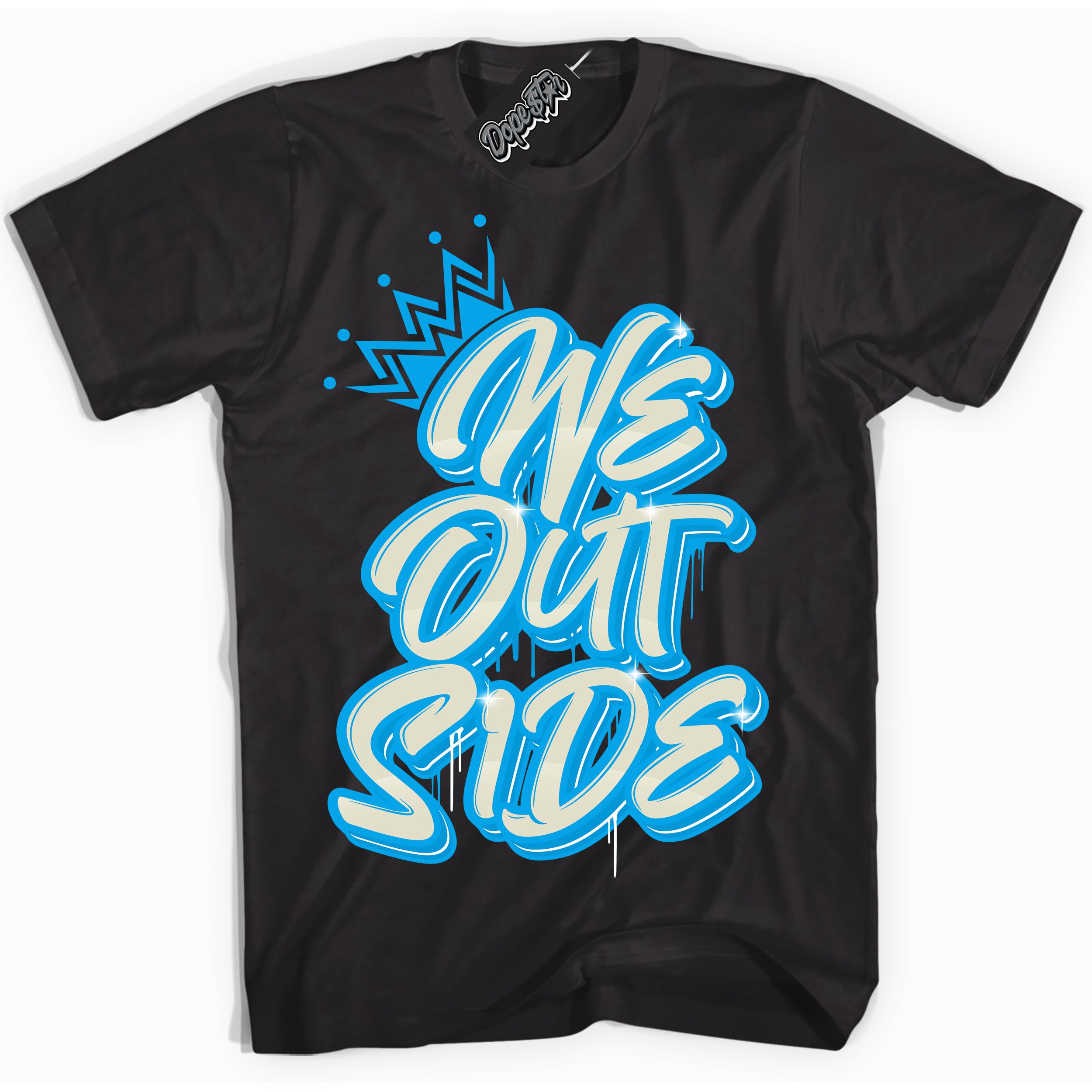 Dunk Low Coconut Milk University Blue 'We Outside' Shirt – Black Streetwear T-Shirt | Sneaker Matching Tee for Dunk Low Coconut Milk University Blue | Urban Fashion for We Outsides | Men's & Women's Streetwear Outfit by Sneaker Shirts Outlet.