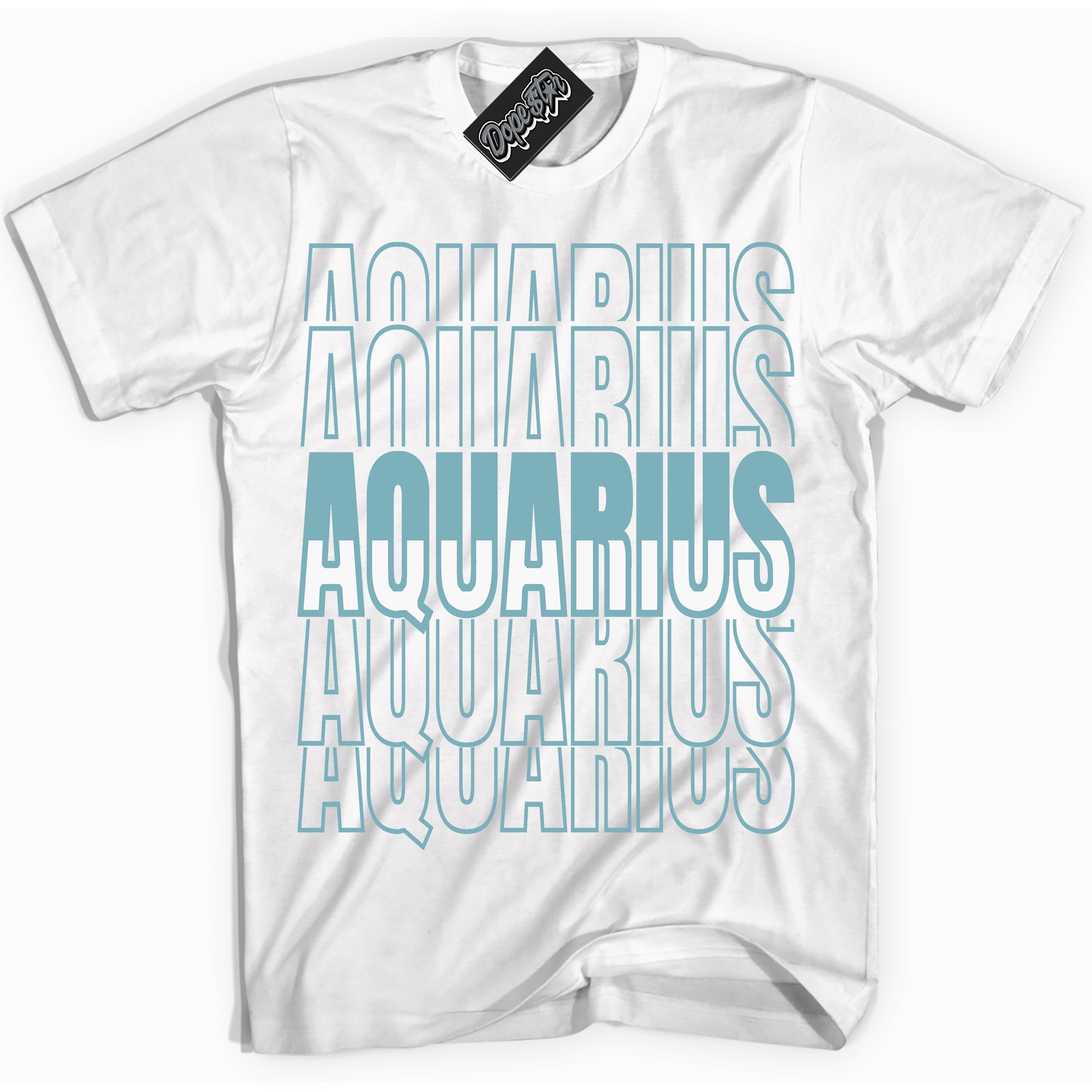 Cool White Shirt with “Aquarius” design that perfectly matches Denim Turquoise Dunk.