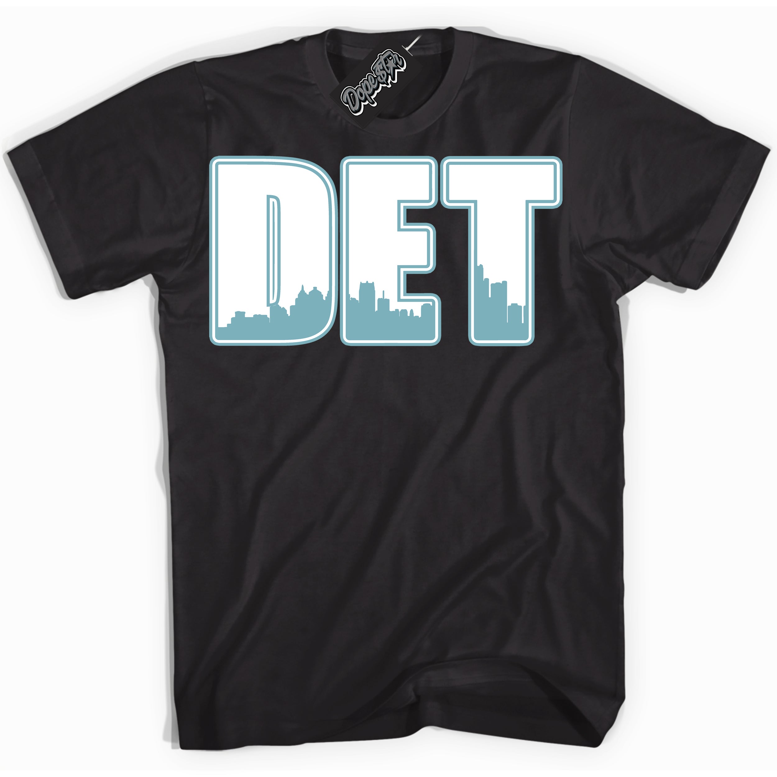 Cool Black Shirt with “Detroit” design that perfectly matches Denim Turquoise Dunk.