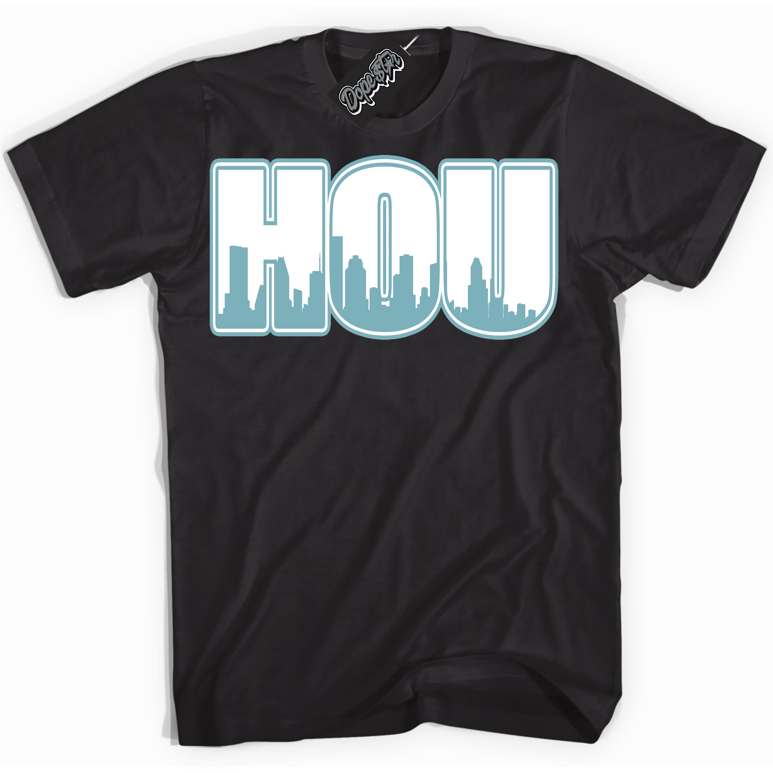 Cool Black Shirt with “Houston” design that perfectly matches Denim Turquoise Dunk.