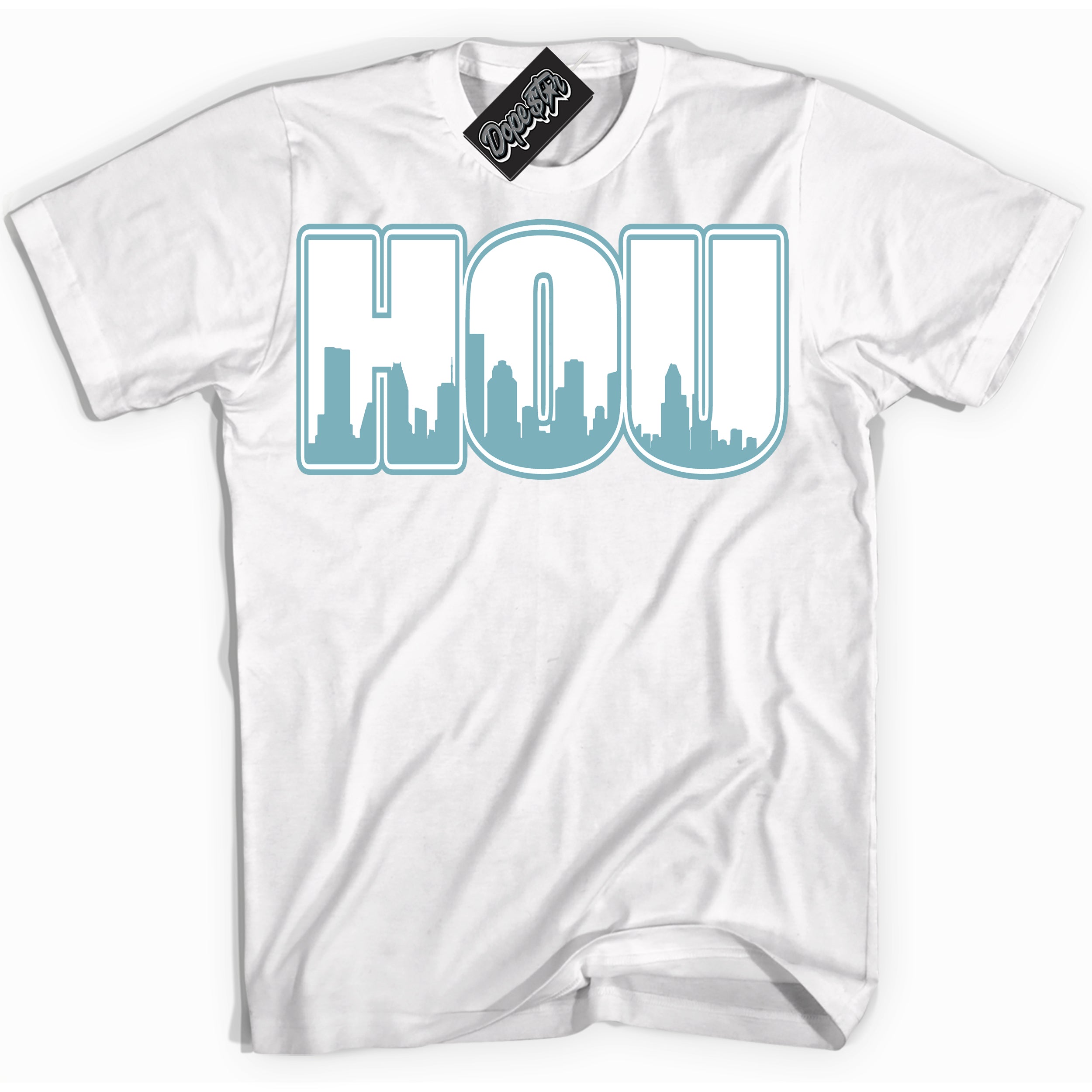 Cool White Shirt with “Houston” design that perfectly matches Denim Turquoise Dunk.