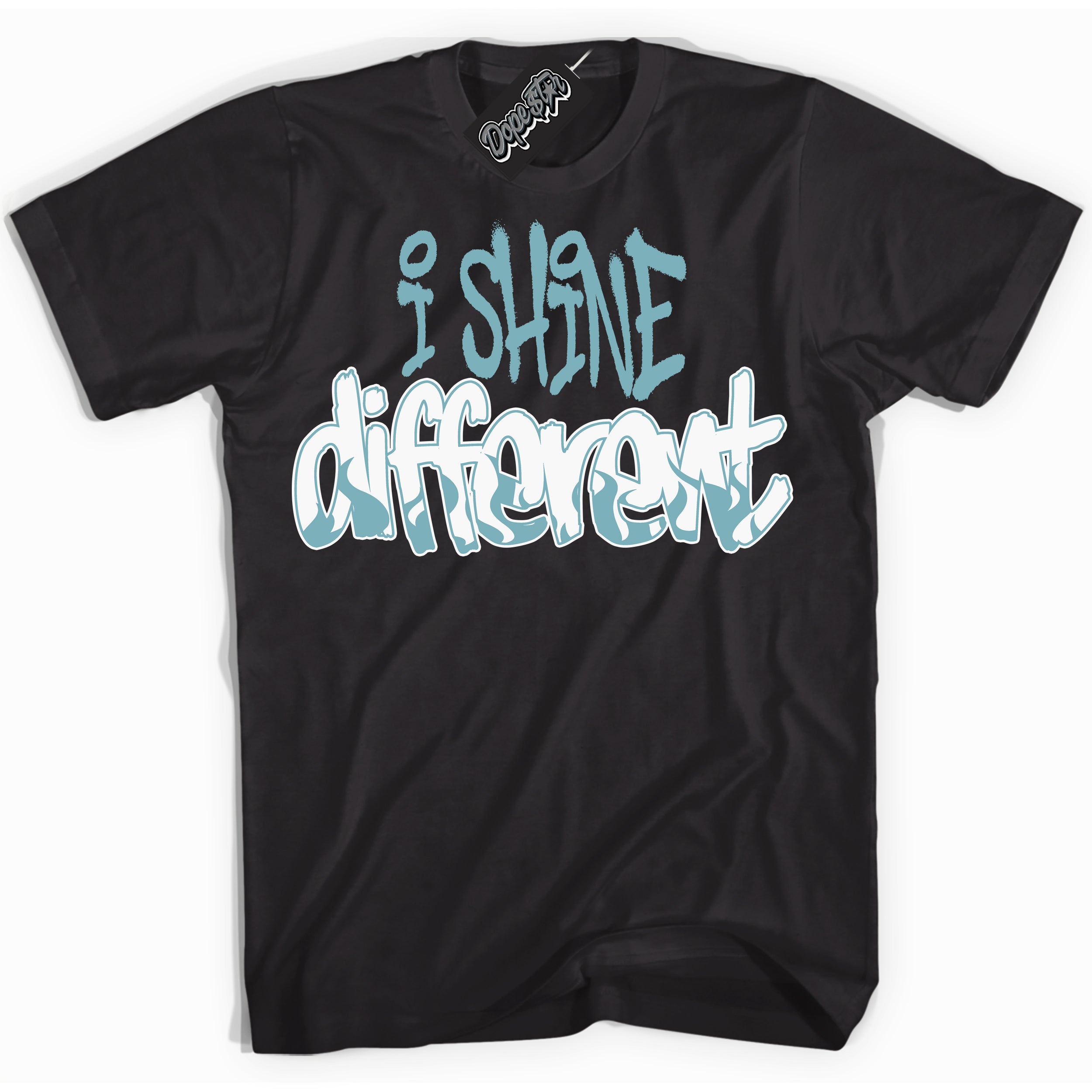 Cool Black Shirt with “I Shine Different” design that perfectly matches Denim Turquoise Dunk.