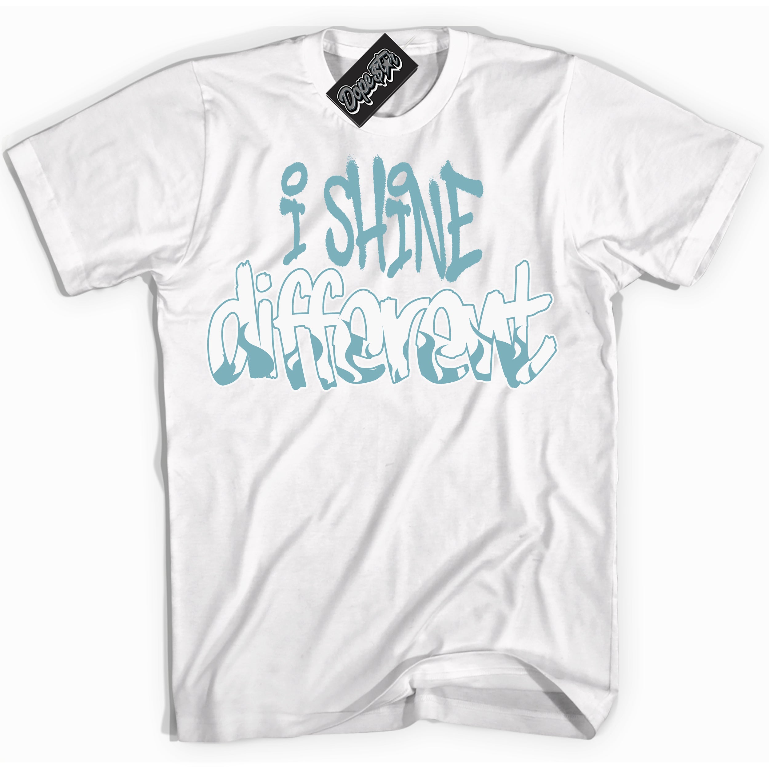 Cool White Shirt with “I Shine Different” design that perfectly matches Denim Turquoise Dunk.