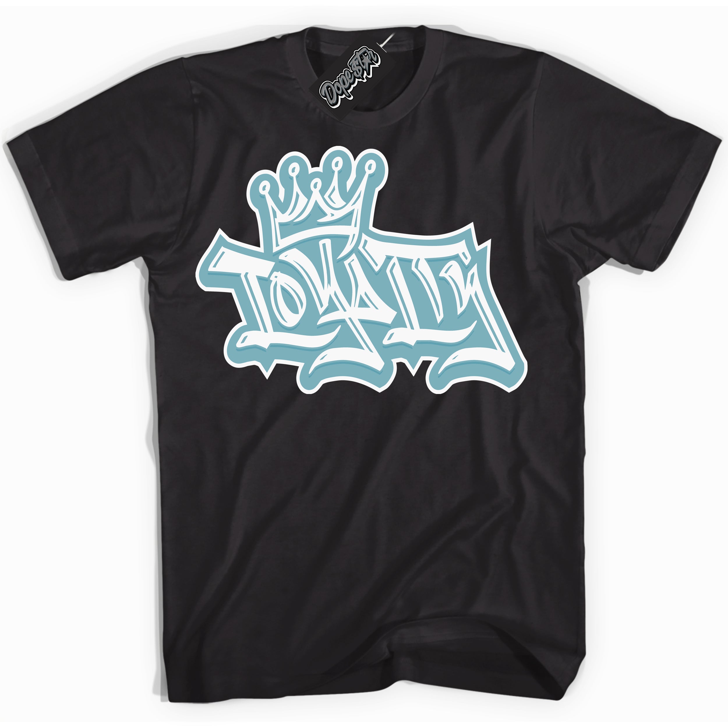 Cool Black Shirt with “Loyalty Crown” design that perfectly matches Denim Turquoise Dunk.