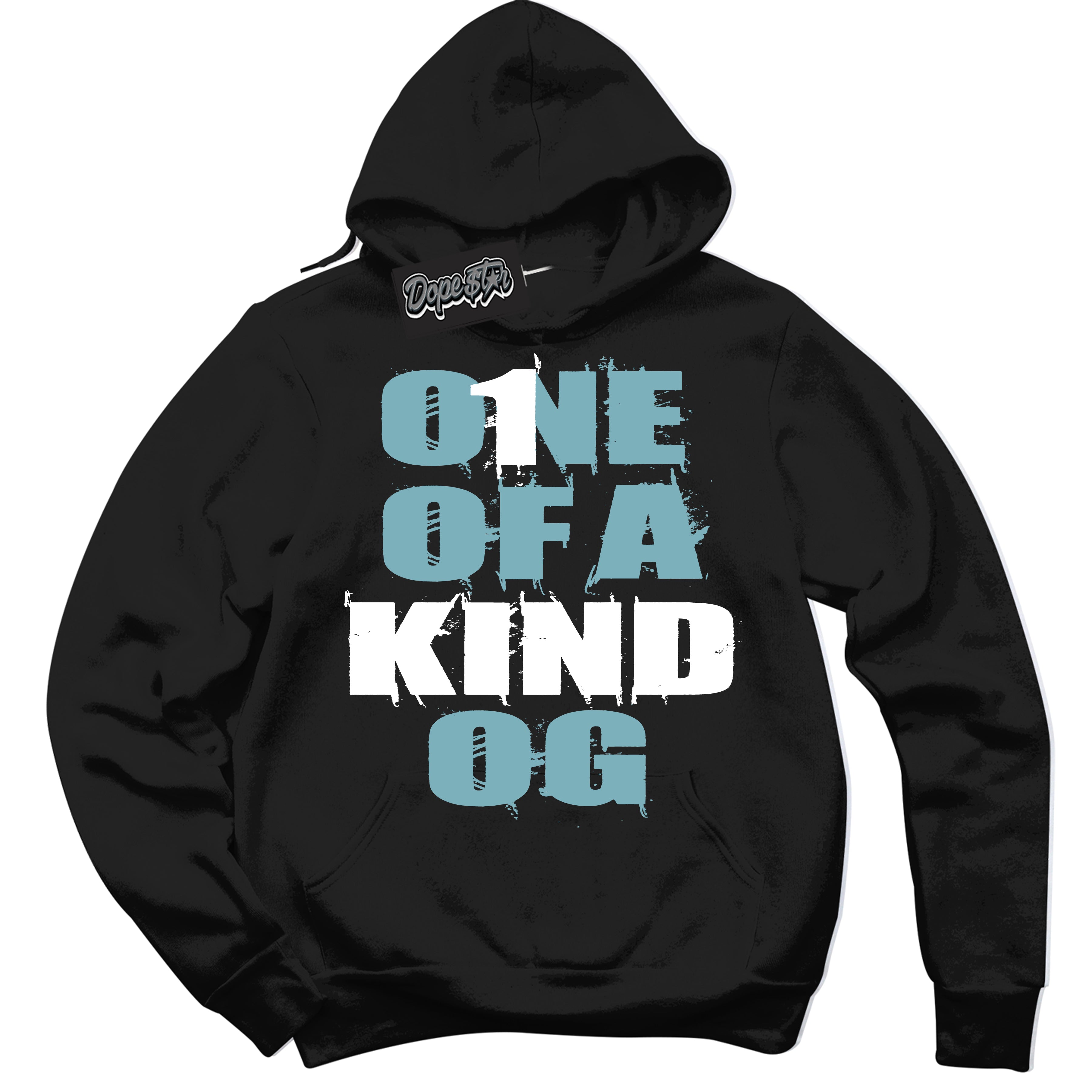 Cool Black Hoodie with “One Of A Kind” design that Perfectly Matches Denim Turquoise Dunk.