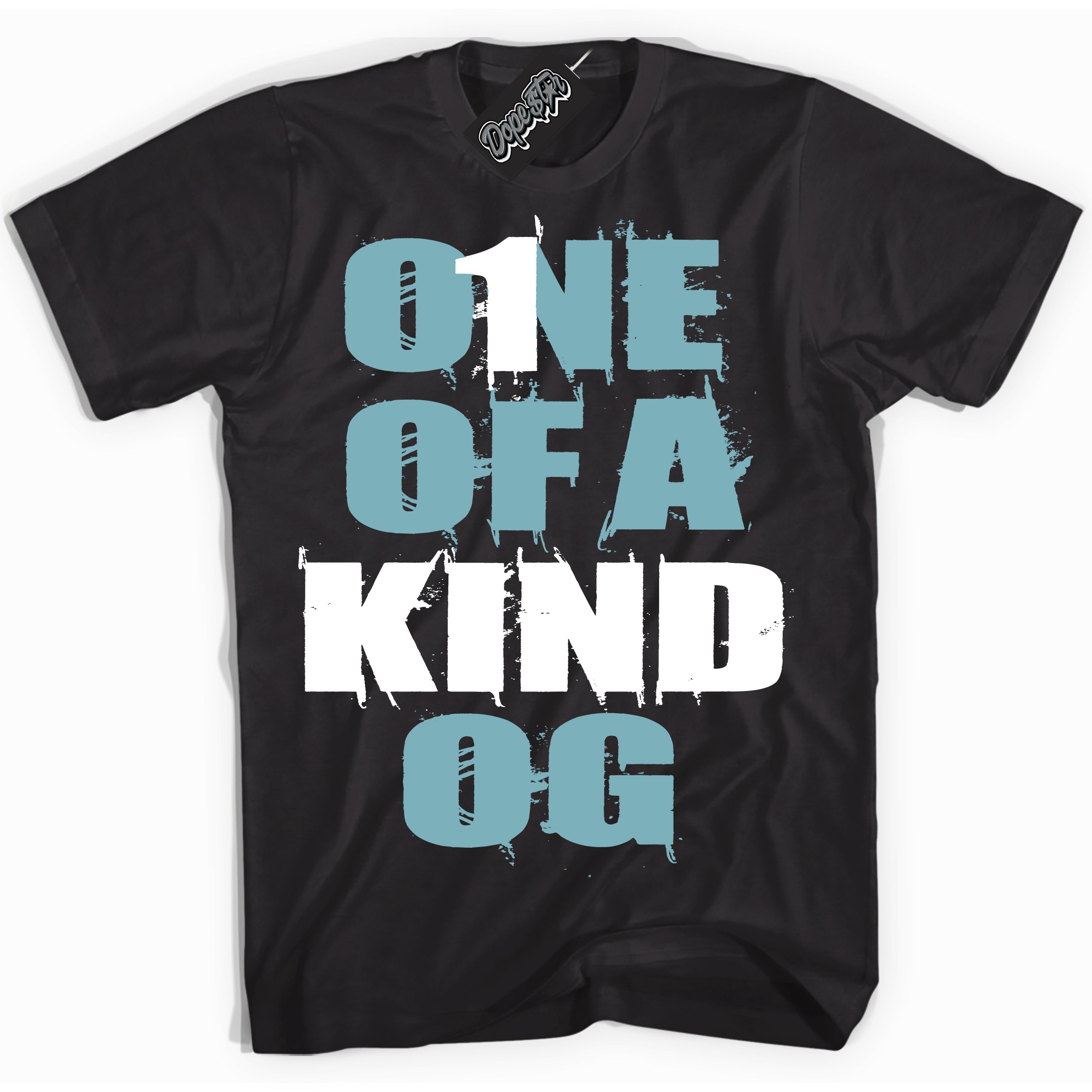 Cool Black Shirt with “One Of A Kind” design that perfectly matches Denim Turquoise Dunk.