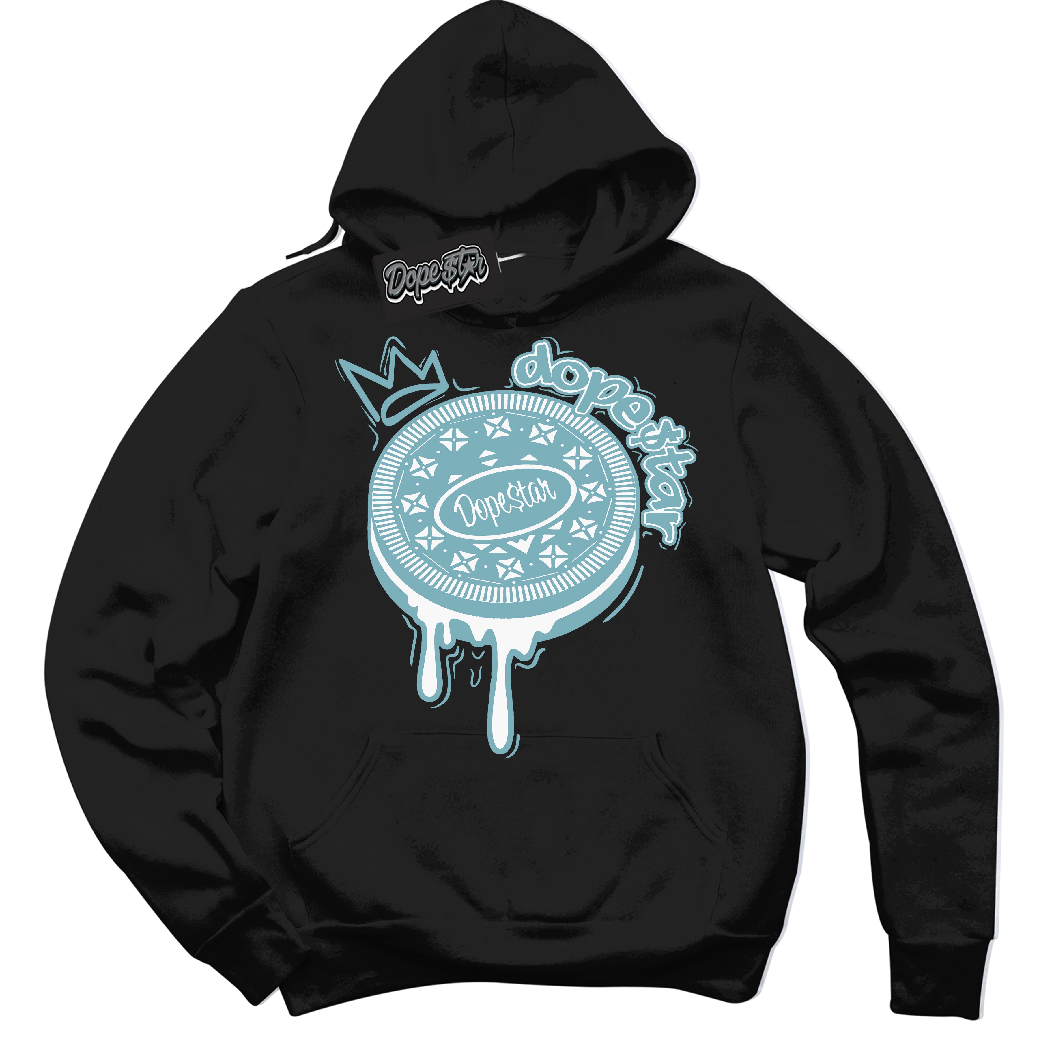 Cool Black Hoodie with “Oreo DS” design that Perfectly Matches Denim Turquoise Dunk.