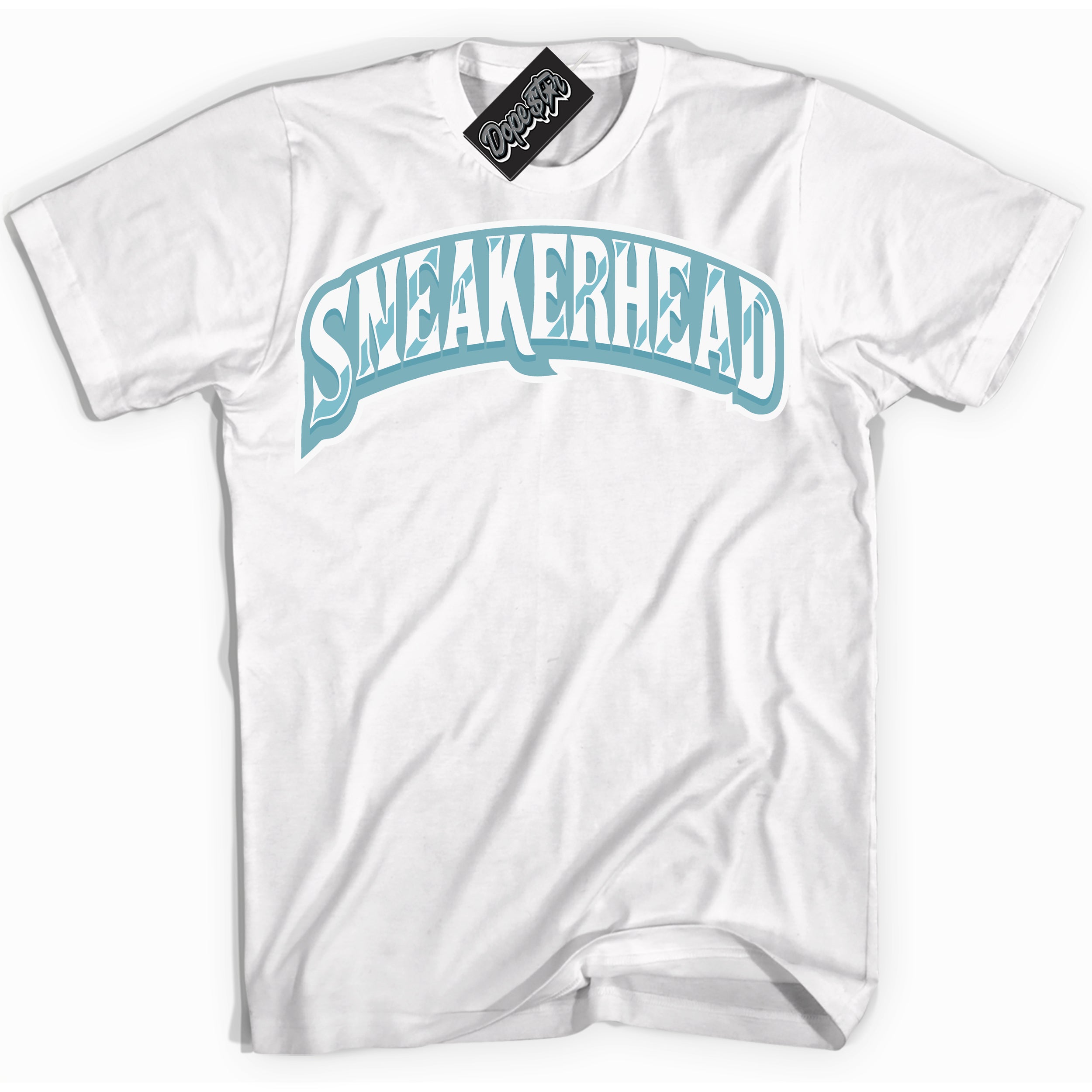 Cool White Shirt with “Sneakerhead” design that perfectly matches Denim Turquoise Dunk.