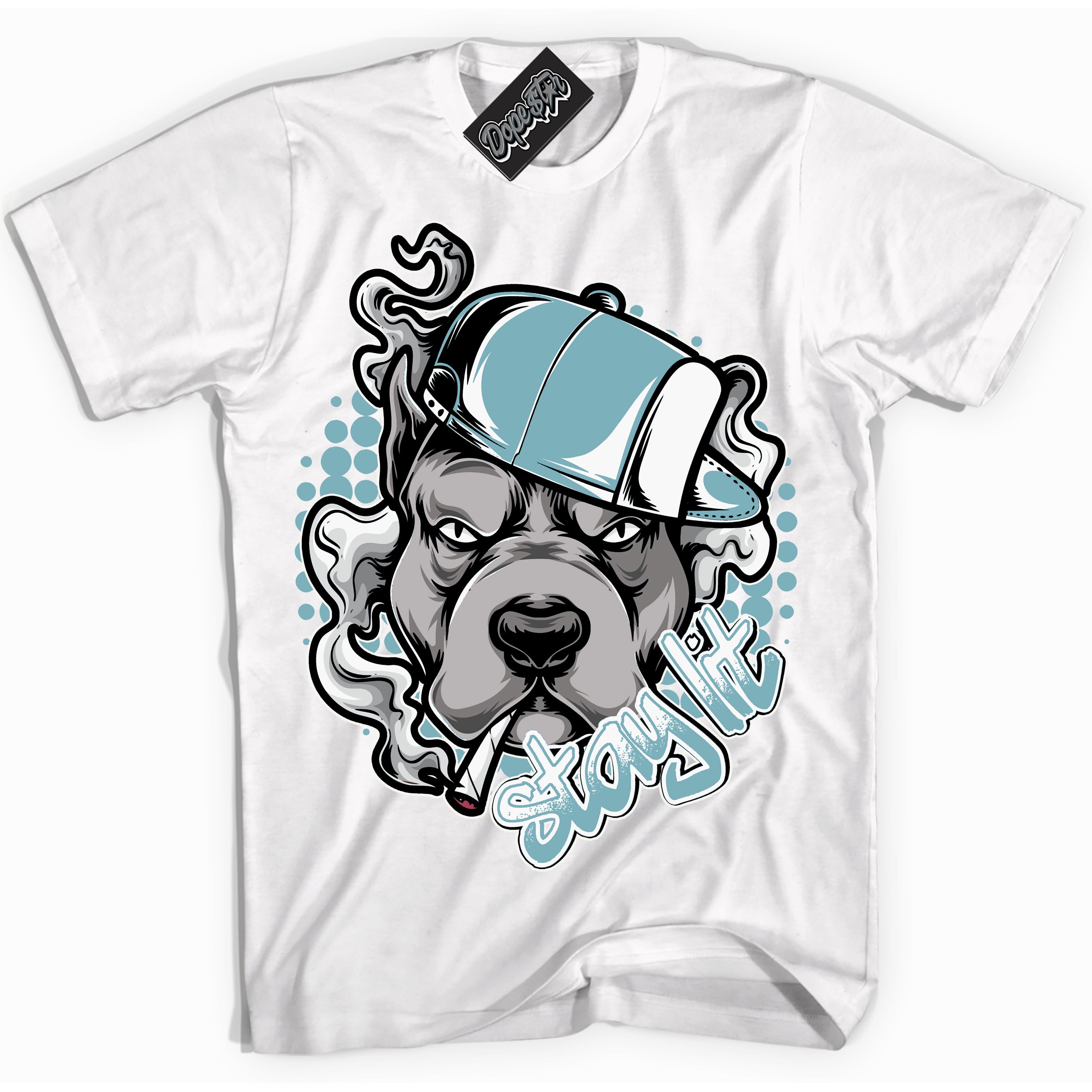 Cool White Shirt with “Stay Lit” design that perfectly matches Denim Turquoise Dunk.