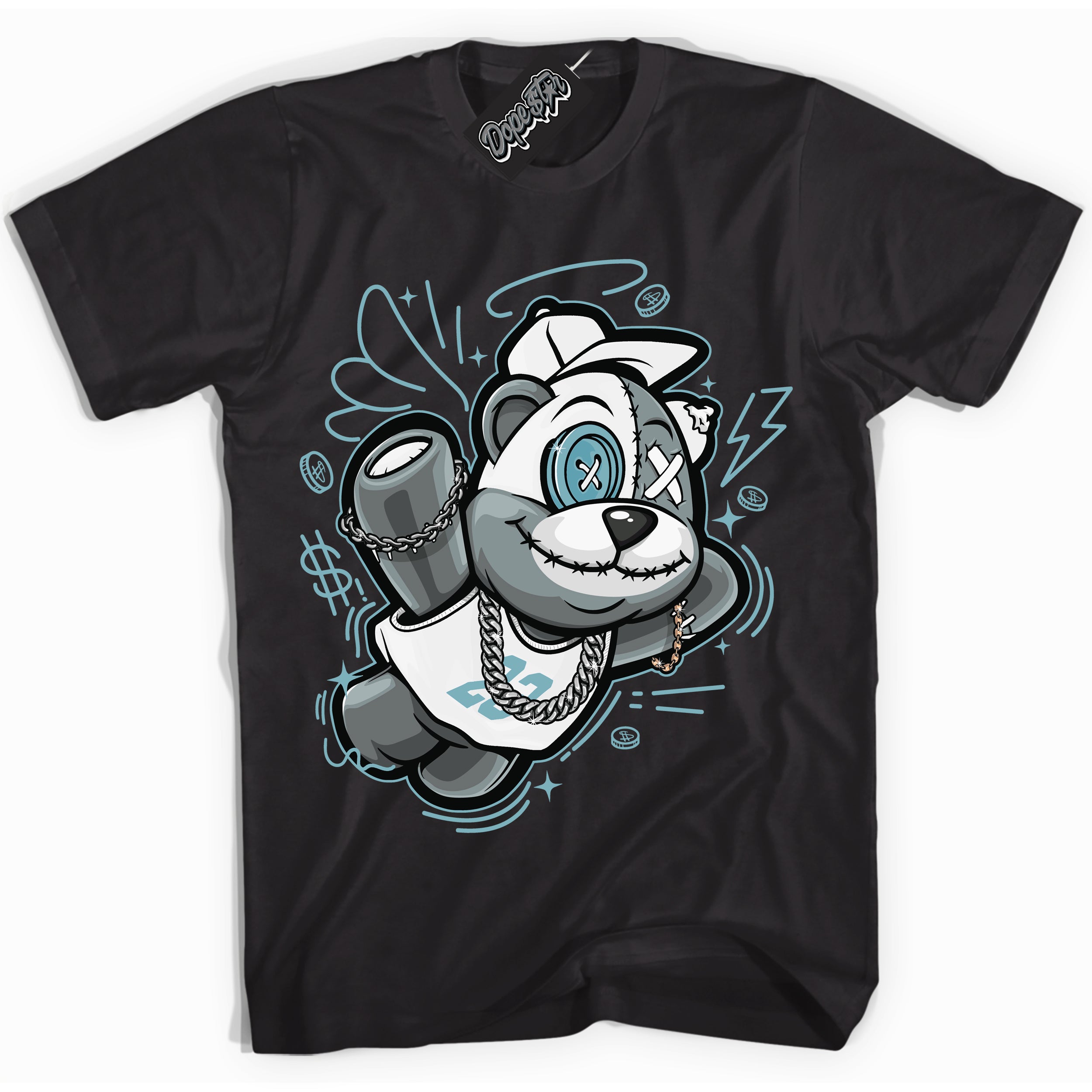 Cool Black Shirt with “Slam Dunk Bear” design that perfectly matches Denim Turquoise Dunk.