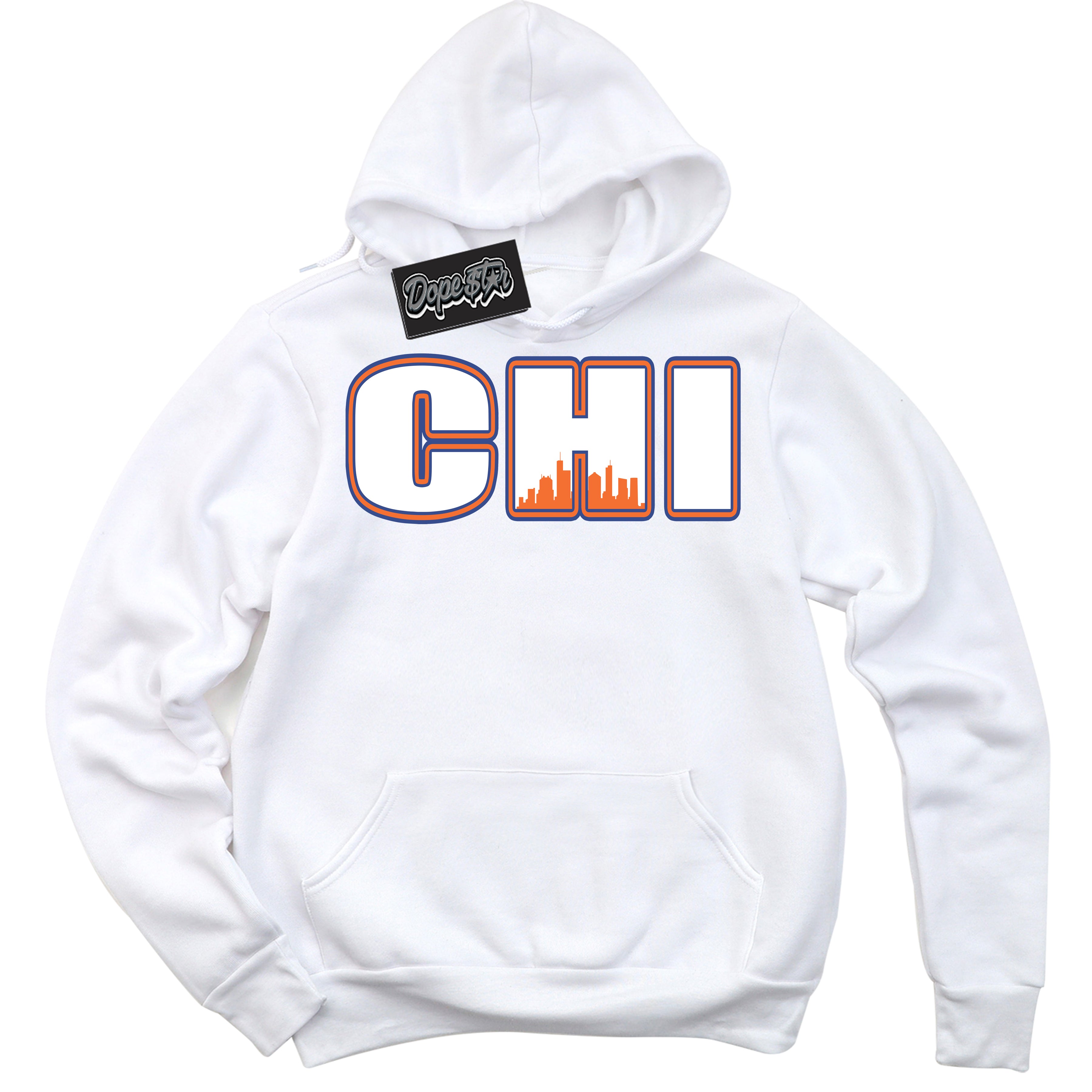 Cool White Hoodie with “ Chicago ”  design that Perfectly Matches Low Knicks.
