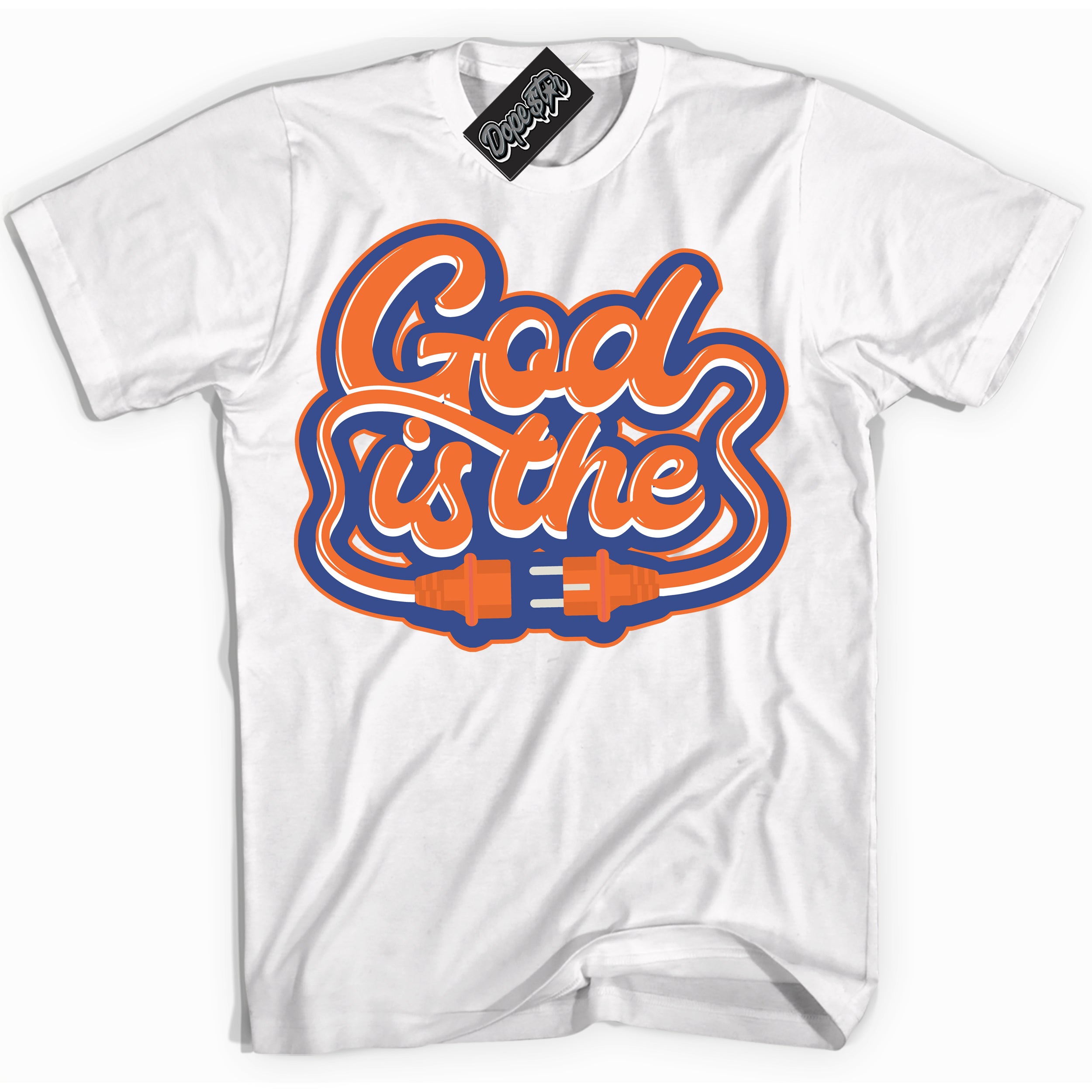 Cool White Shirt with “ God Is The ” design that perfectly matches Low Knicks.
