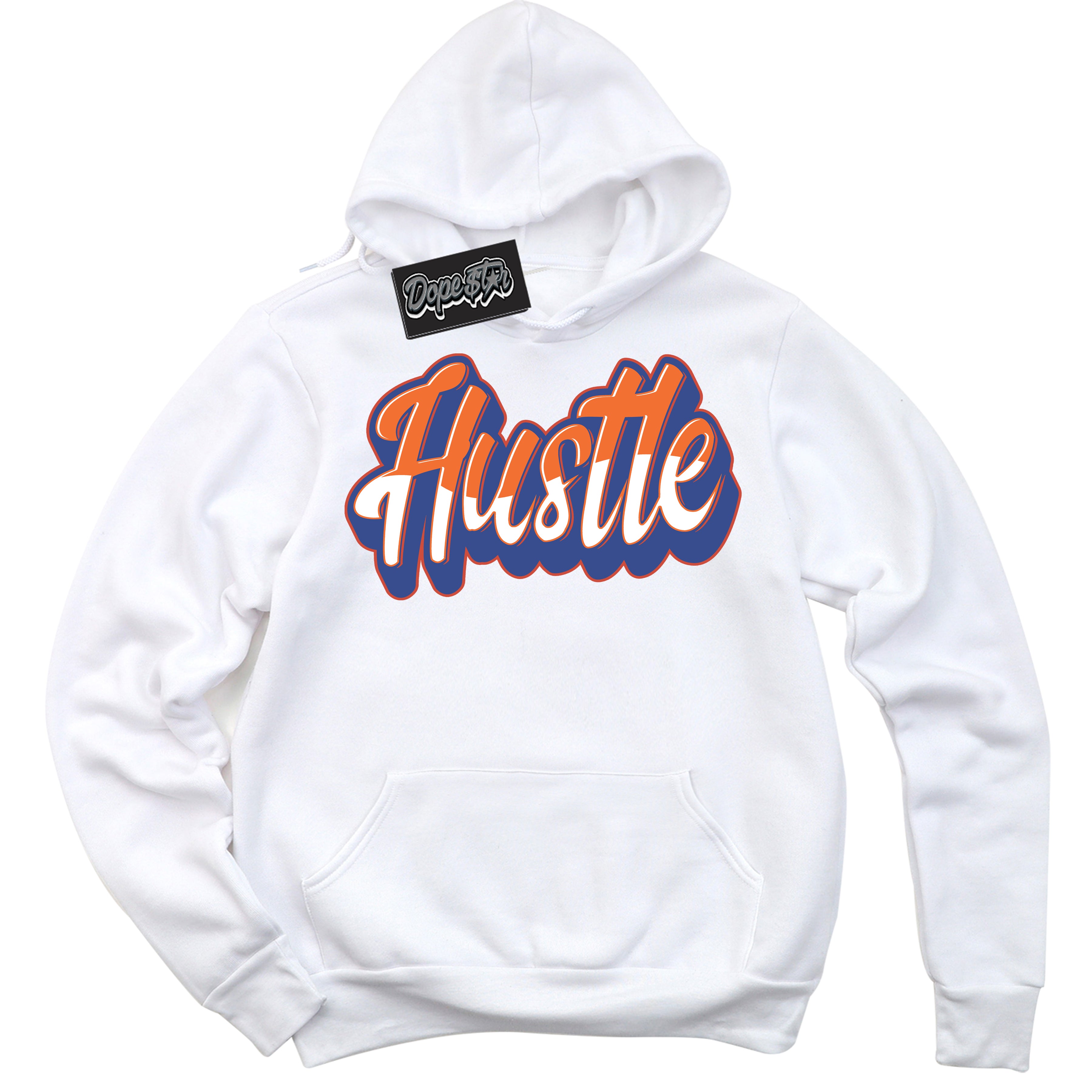 Cool White Hoodie with “ Hustle ”  design that Perfectly Matches Low Knicks.