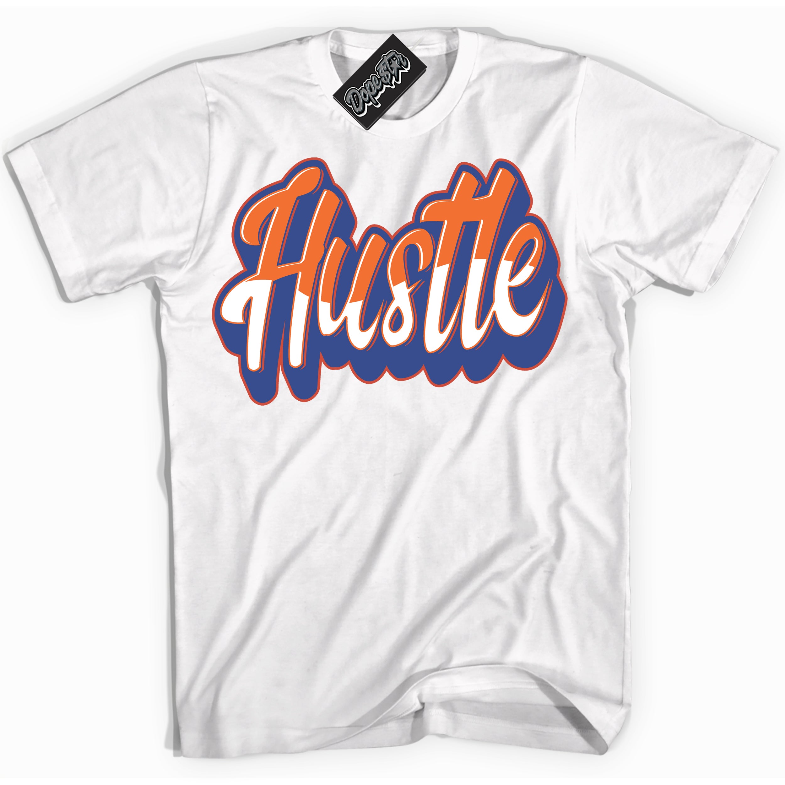 Cool White Shirt with “ Hustle ” design that perfectly matches Low Knicks.