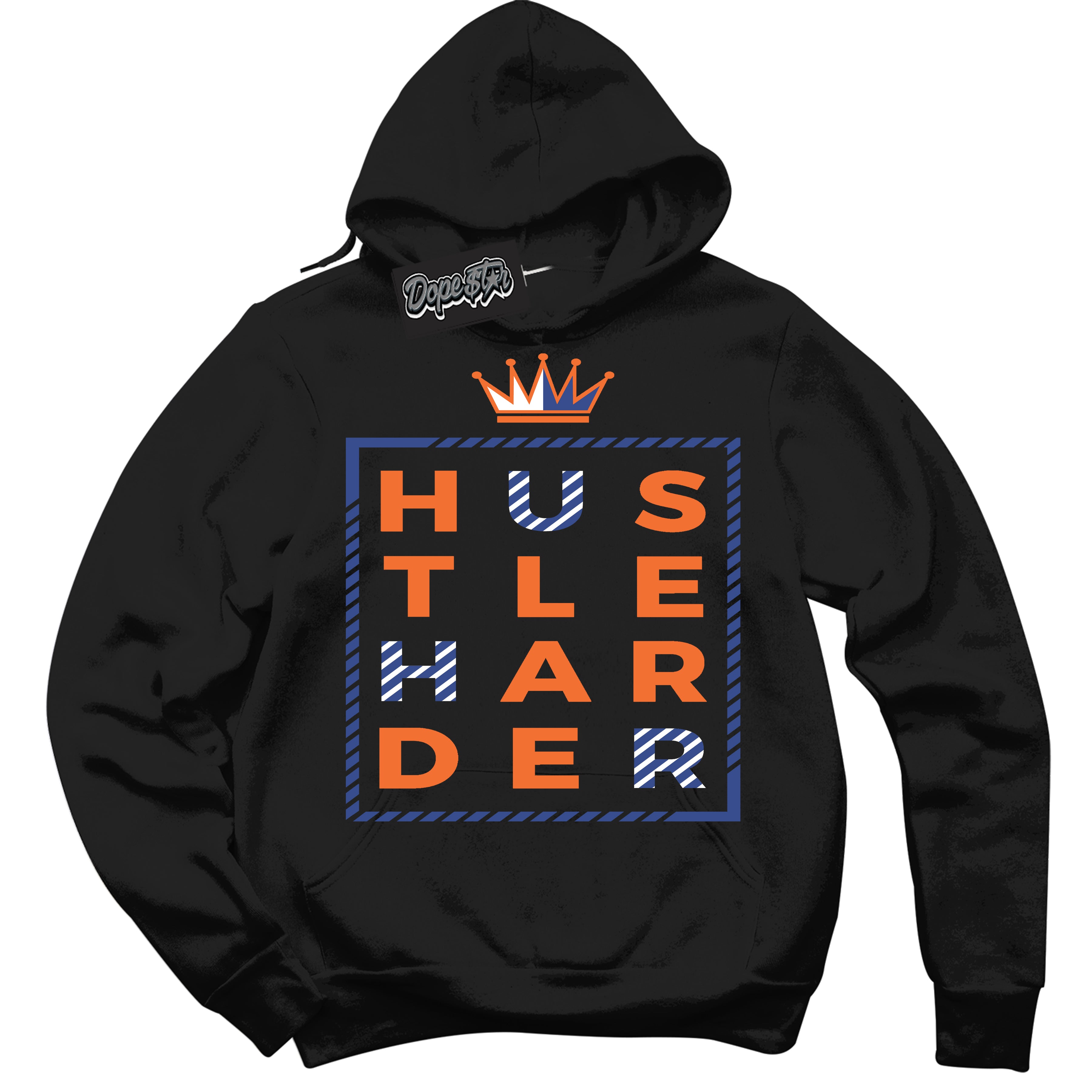 Cool Black Hoodie with “ Hustle Harder ”  design that Perfectly Matches Low Knicks.