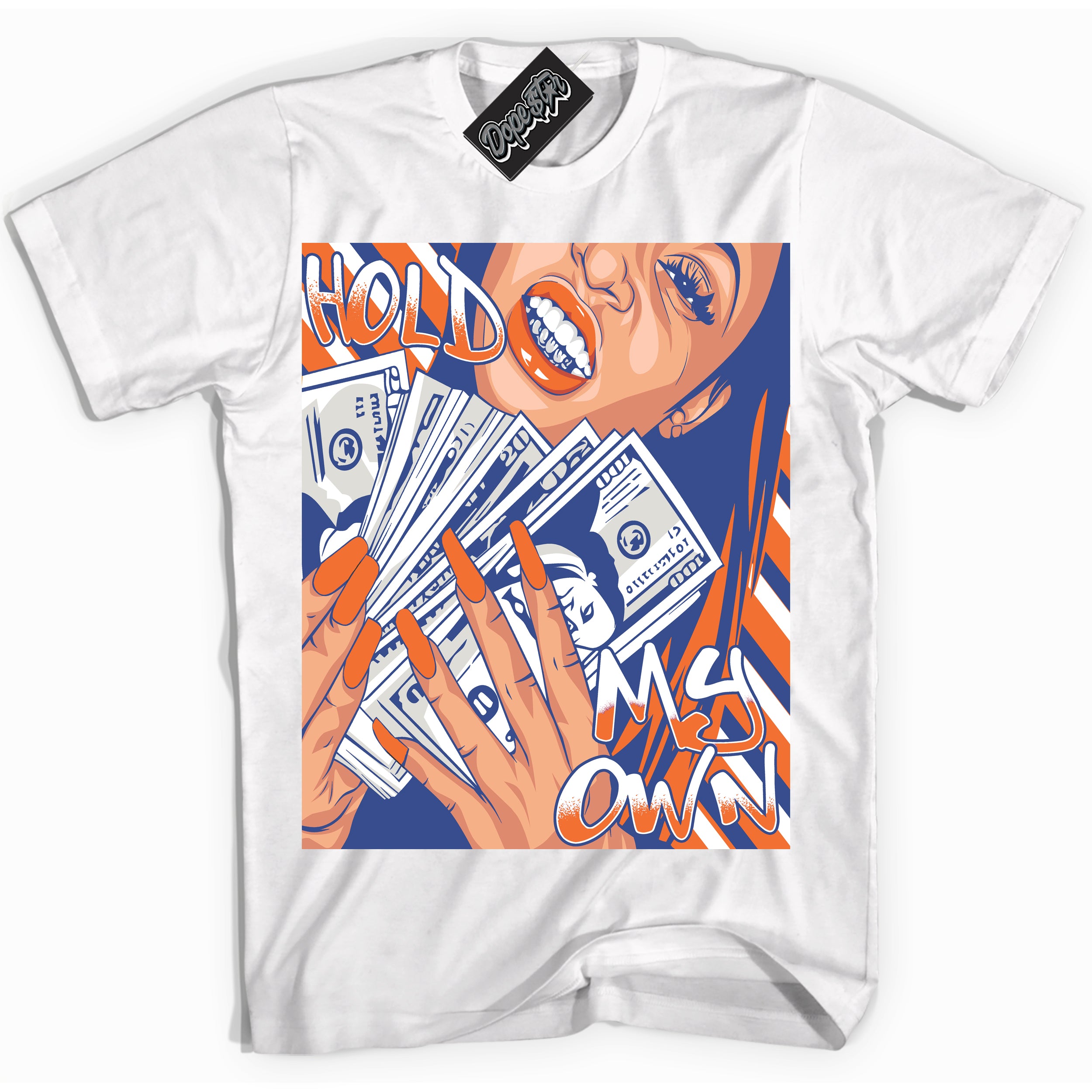 Cool White Shirt with “ Hold My Own ” design that perfectly matches Low Knicks.
