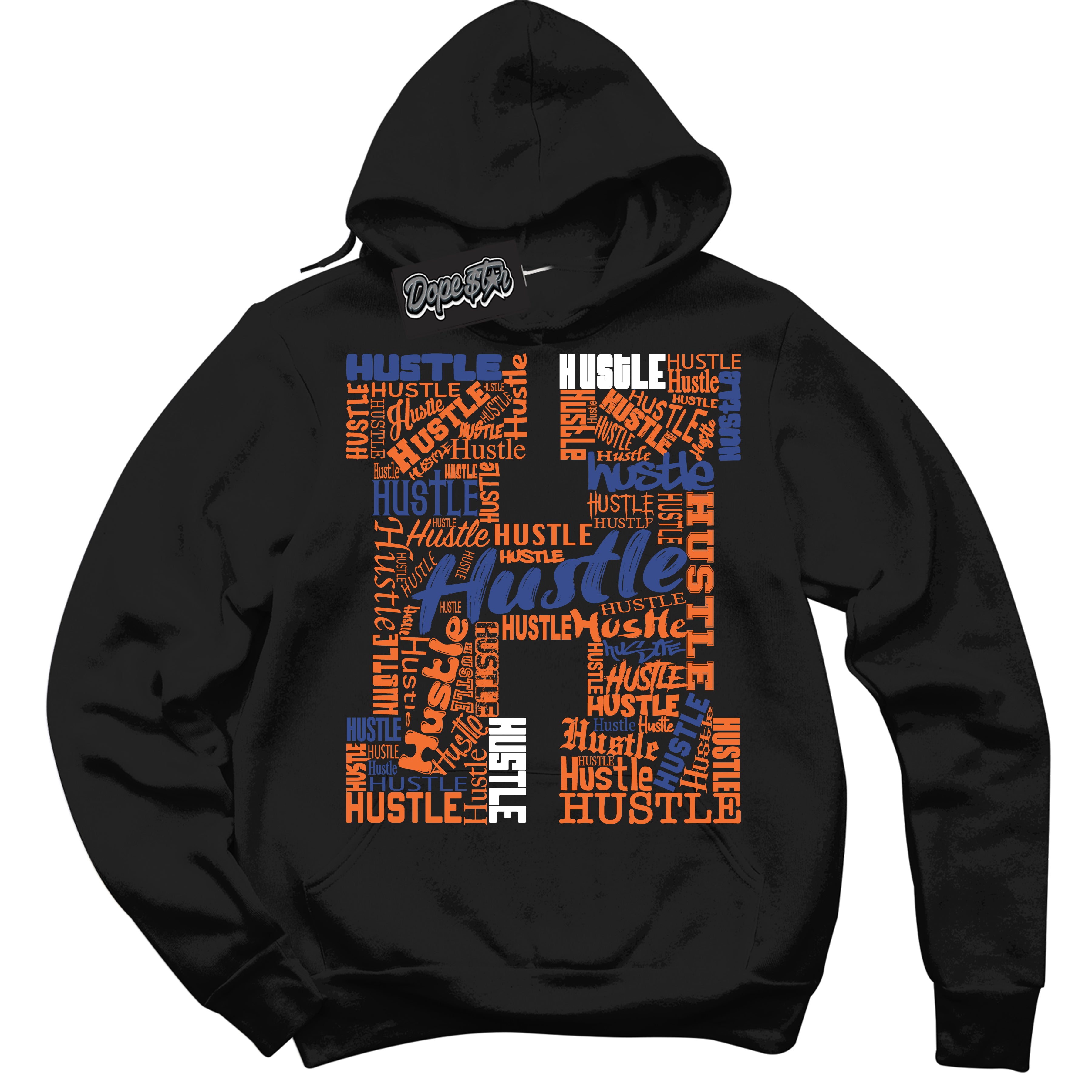 Cool Black Hoodie with “ Hustle H ”  design that Perfectly Matches Low Knicks.
