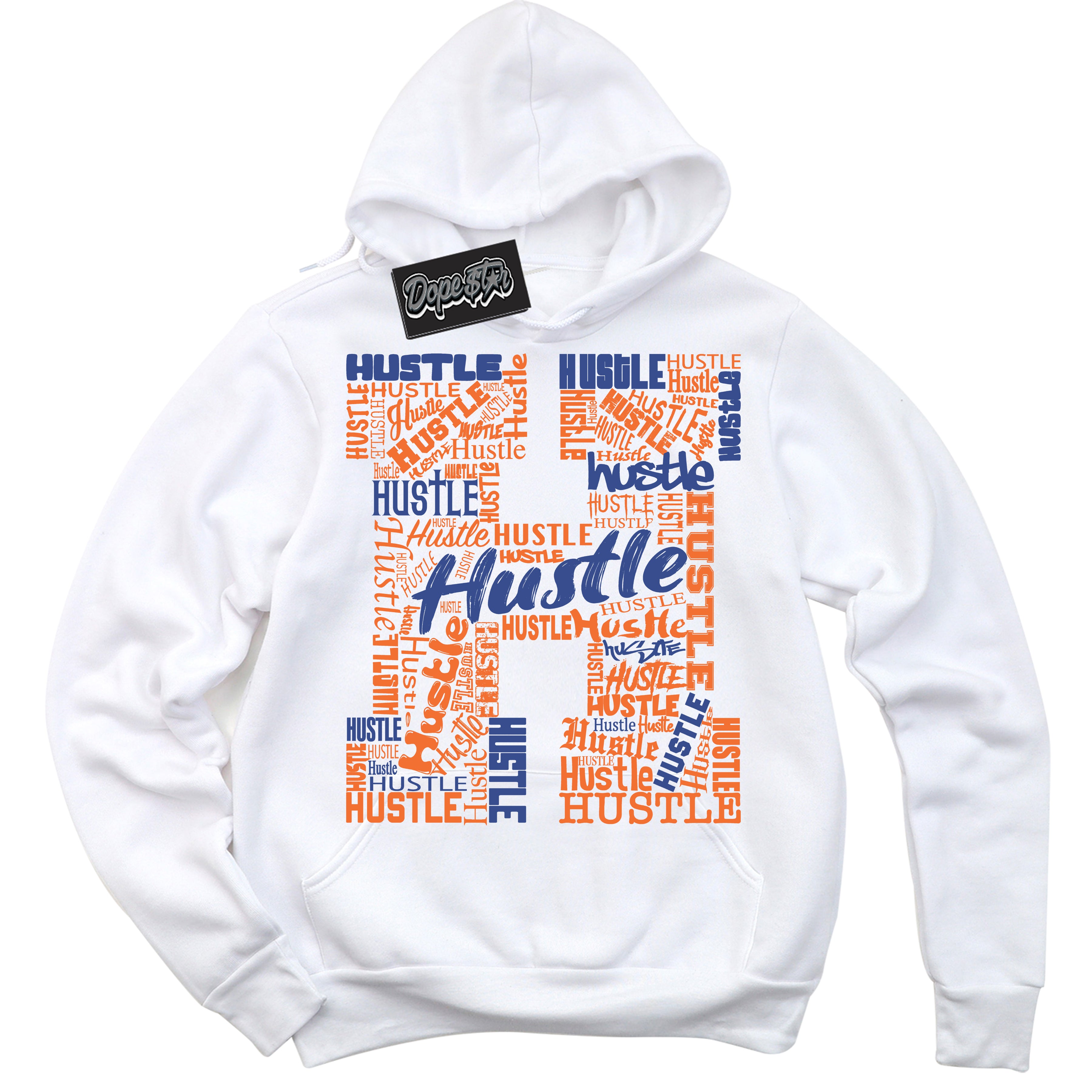 Cool White Hoodie with “ Hustle H ”  design that Perfectly Matches Low Knicks.
