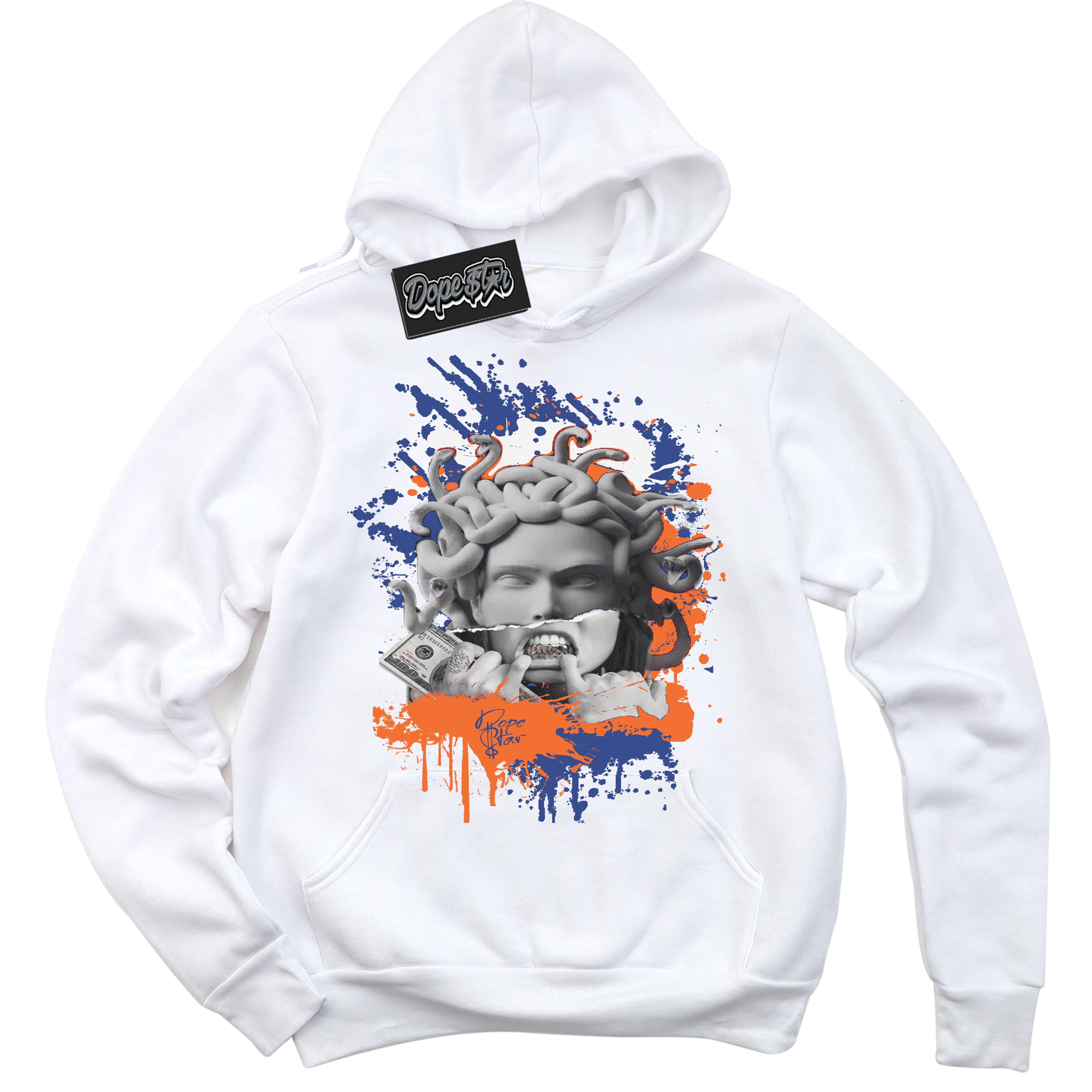 Cool White Hoodie with “ Medusa ”  design that Perfectly Matches Low Knicks.