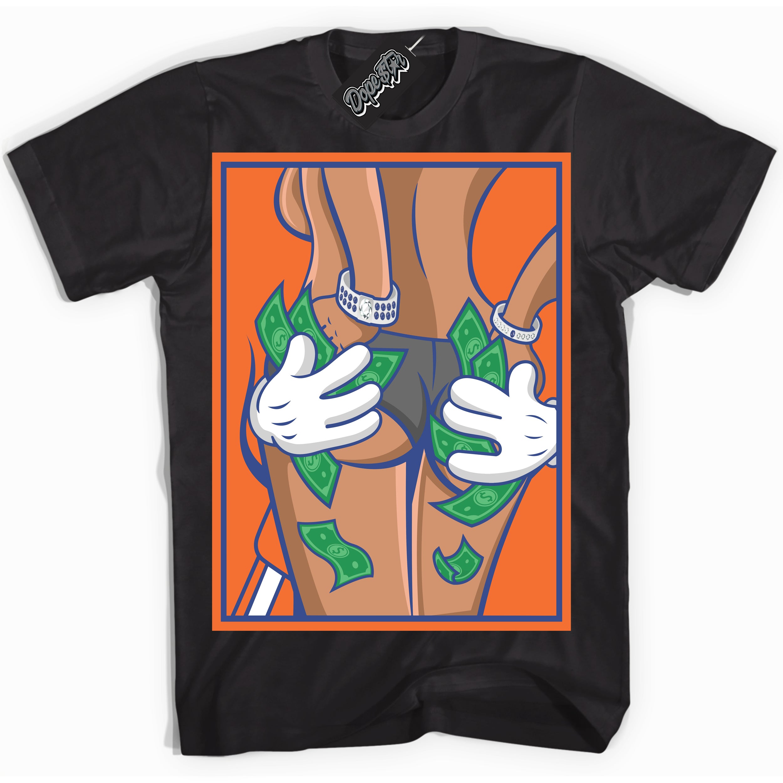 Cool Black Shirt with “ Money Hands ” design that perfectly matches Low Knicks.
