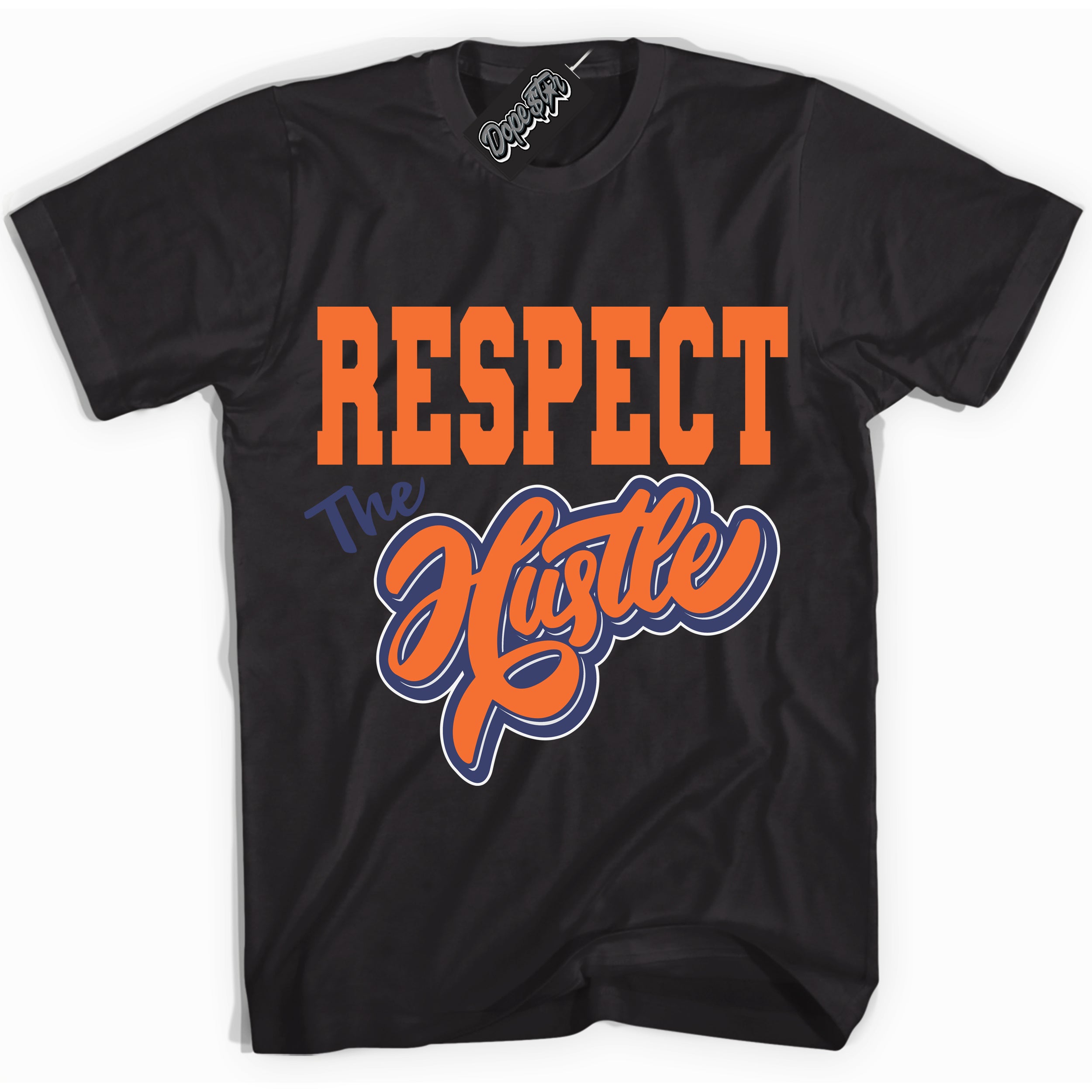 Cool Black Shirt with “ Respect The Hustle ” design that perfectly matches Low Knicks.
