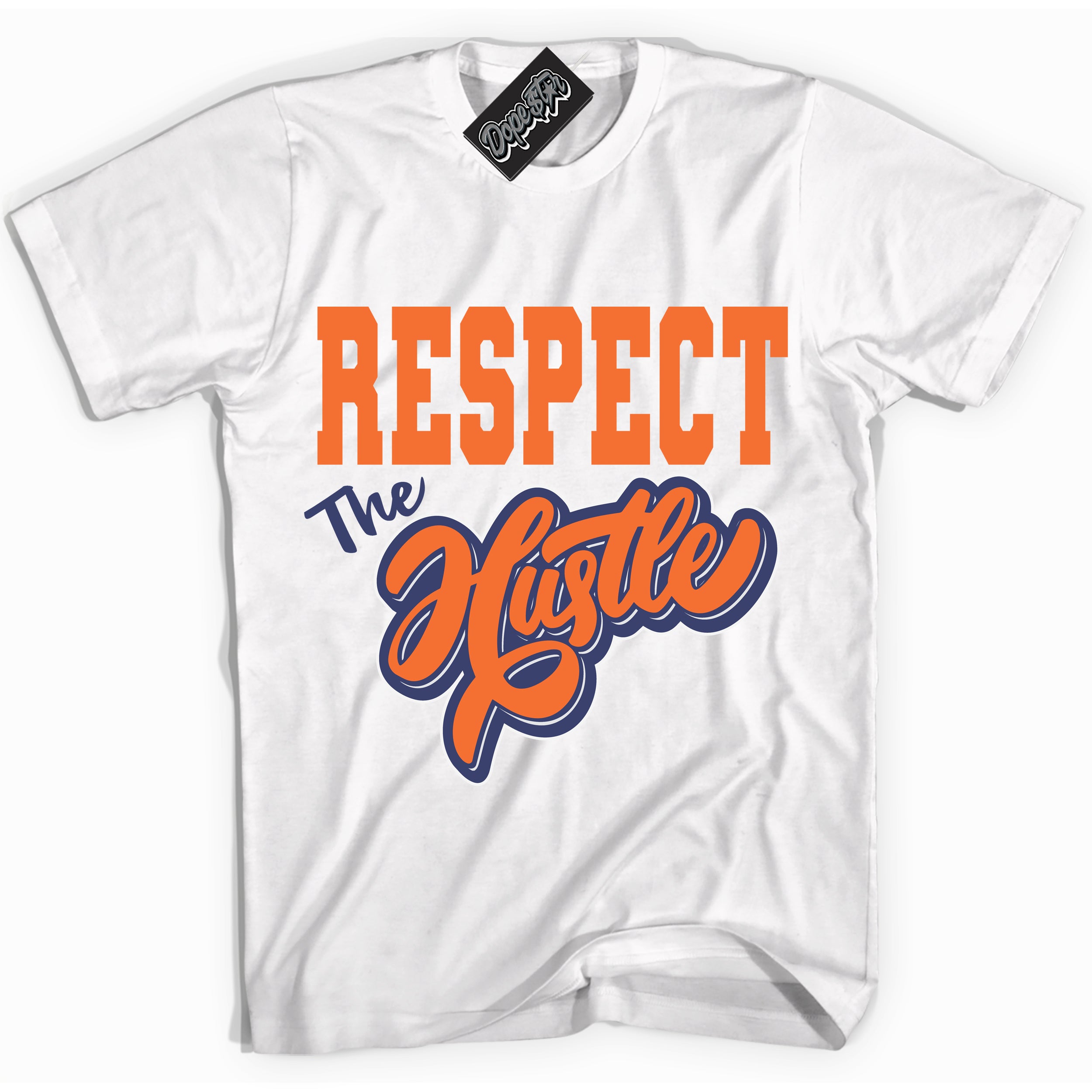 Cool White Shirt with “ Respect The Hustle ” design that perfectly matches Low Knicks.
