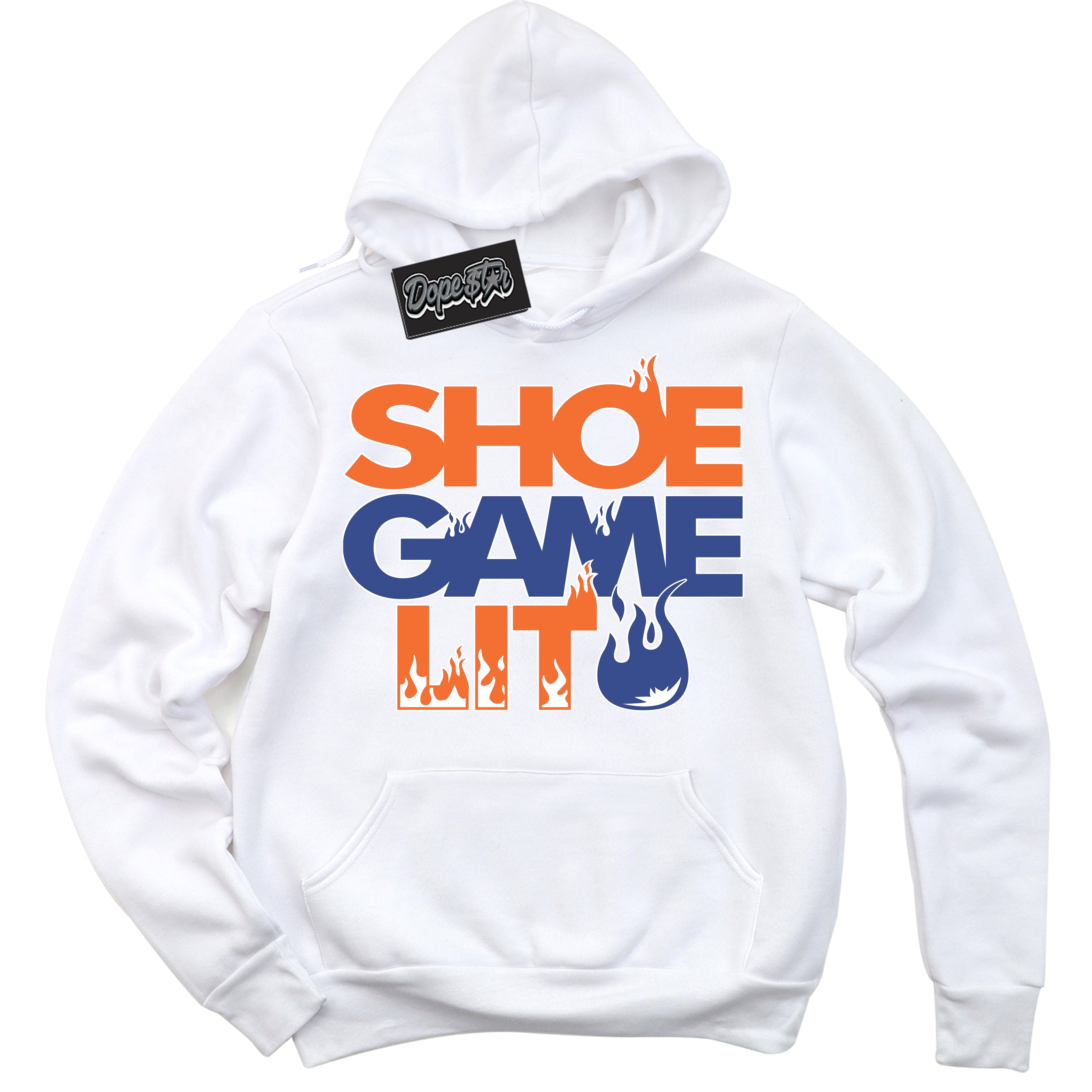 Cool White Hoodie with “ Shoe Game Lit ”  design that Perfectly Matches Low Knicks.
