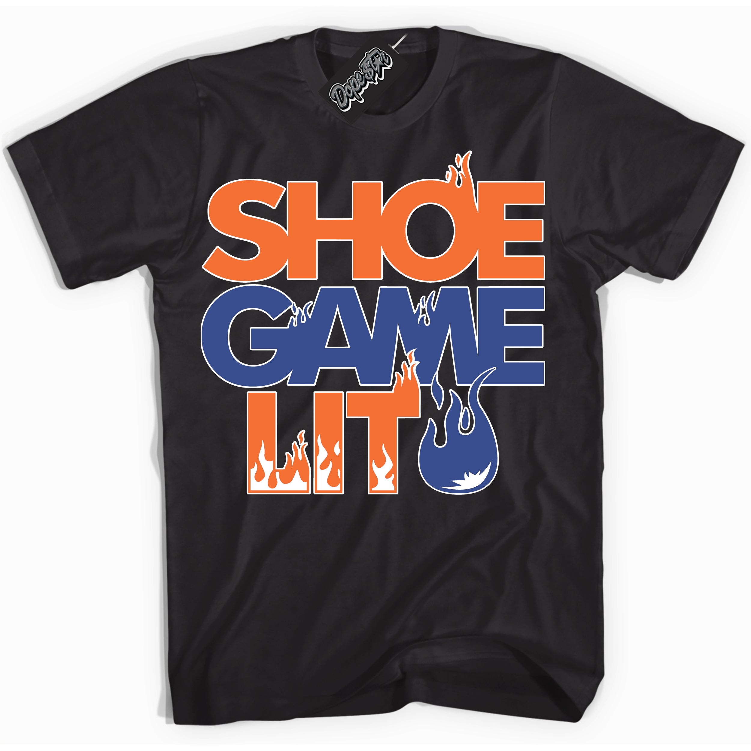 Cool Black Shirt with “ Shoe Game Lit ” design that perfectly matches Low Knicks.
