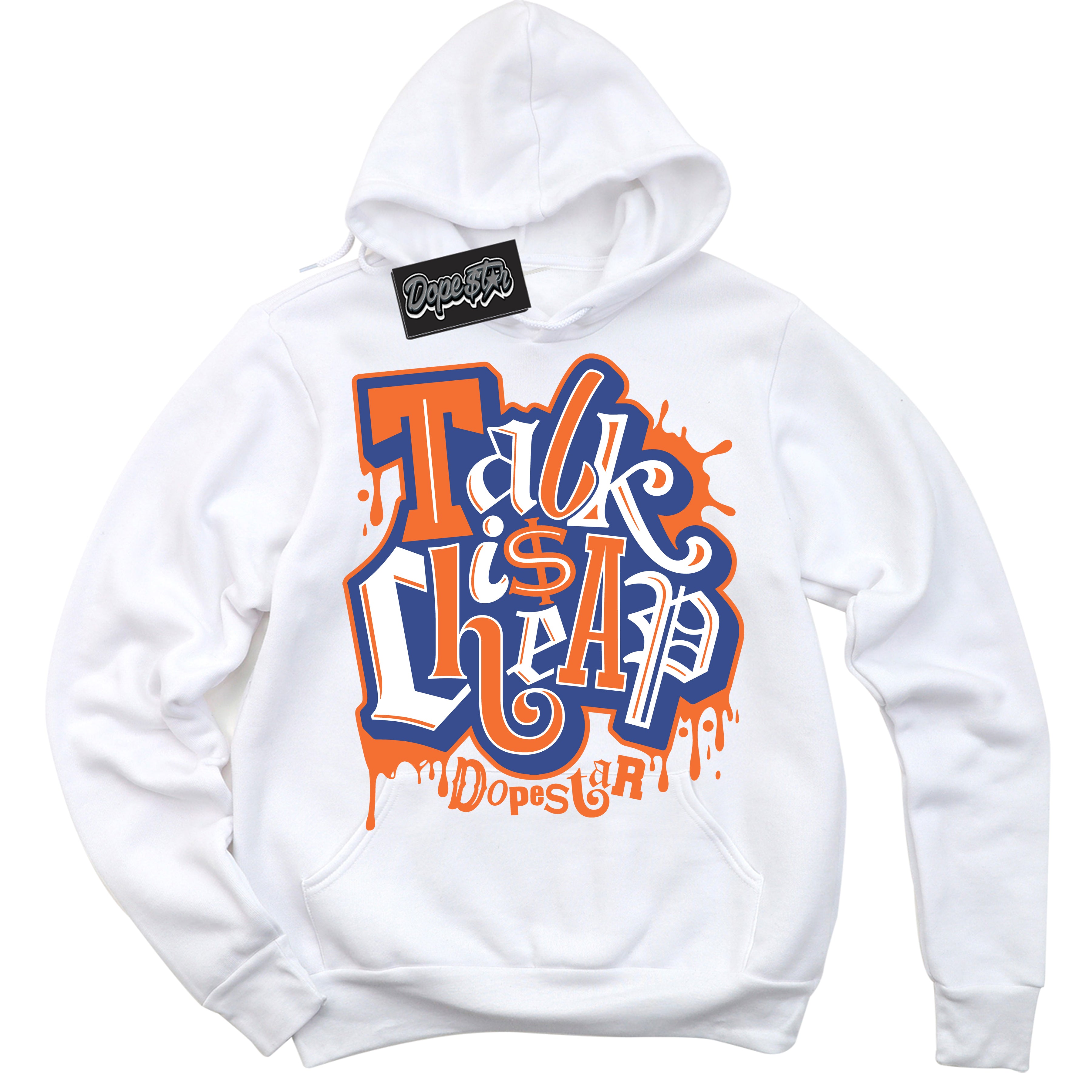 Cool White Hoodie with “ Talk Is Cheap ”  design that Perfectly Matches Low Knicks.