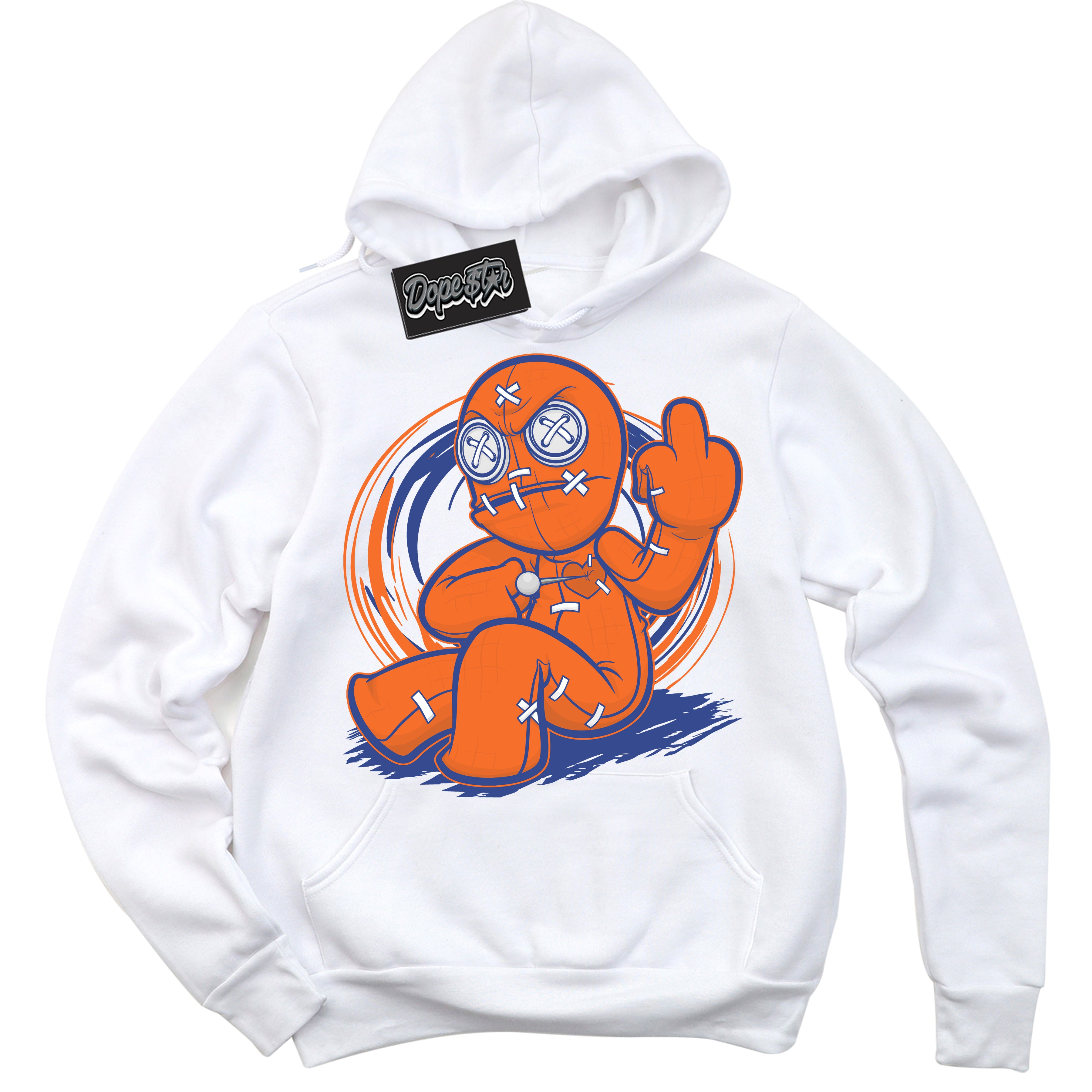 Cool White Hoodie with “ Voodoo Doll ”  design that Perfectly Matches Low Knicks.