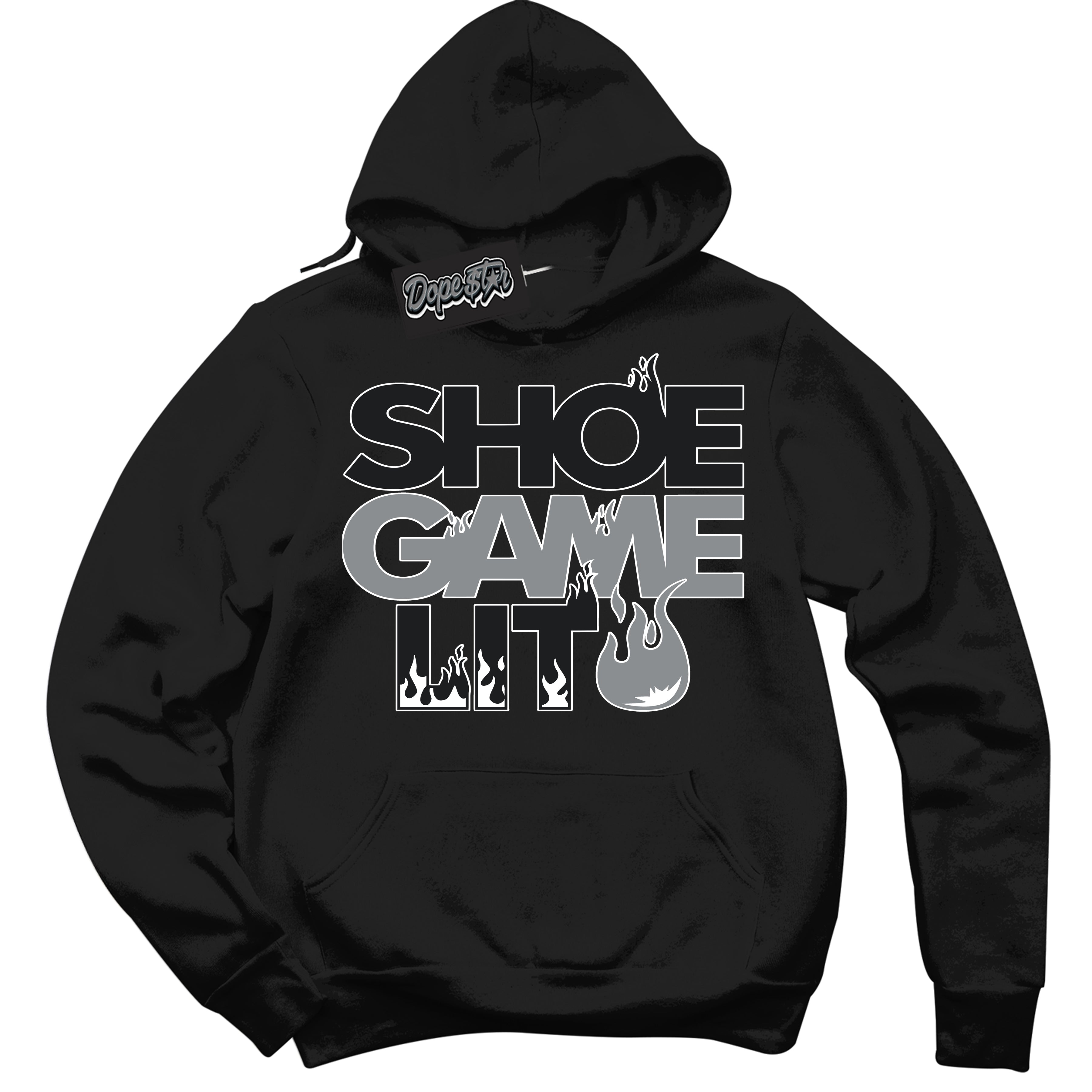 Cool Black Hoodie with “ Shoe Game Lit '' design that Perfectly Matches  Lottery Pack Grey Fog Sneakers.