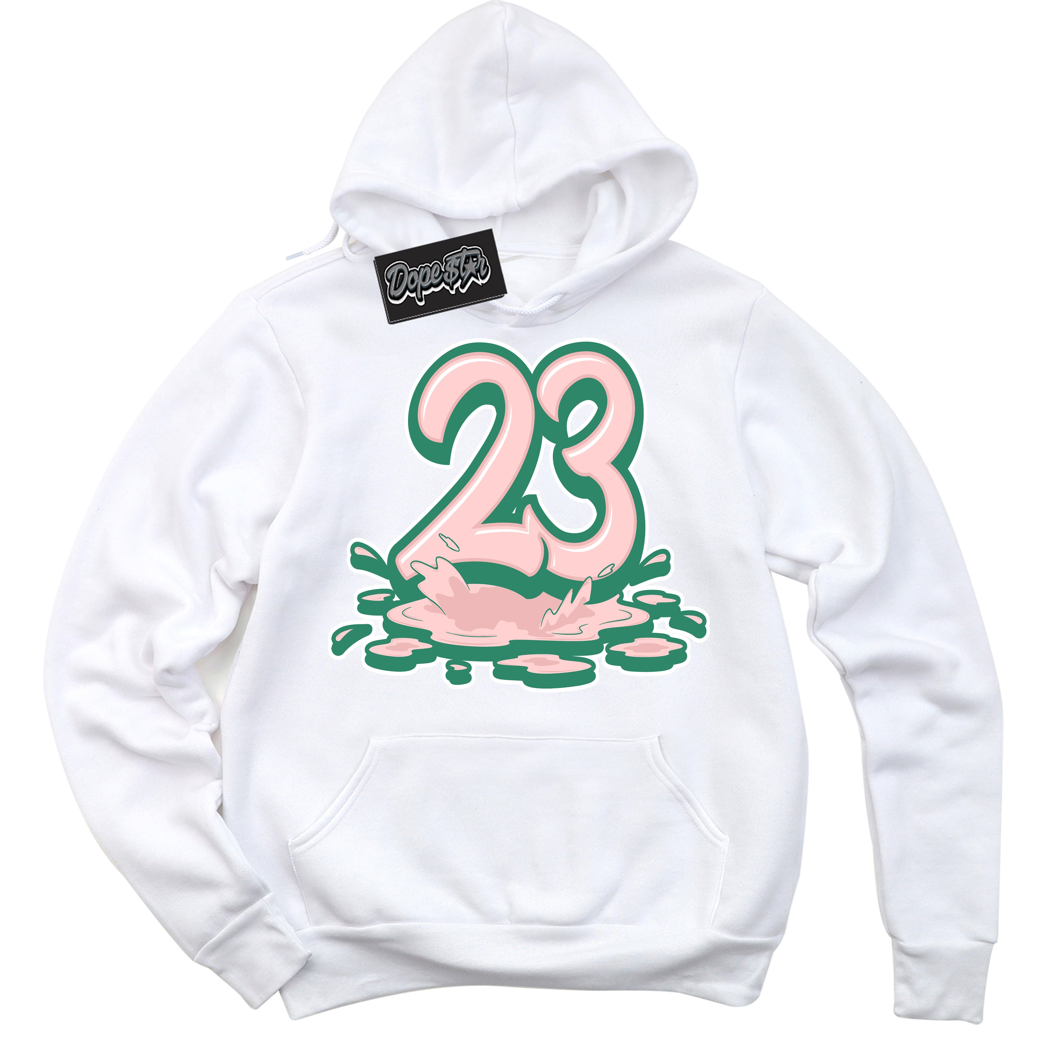 Cool White Hoodie with “ 23 Melting ”  design that Perfectly Matches Malachite Dunks.