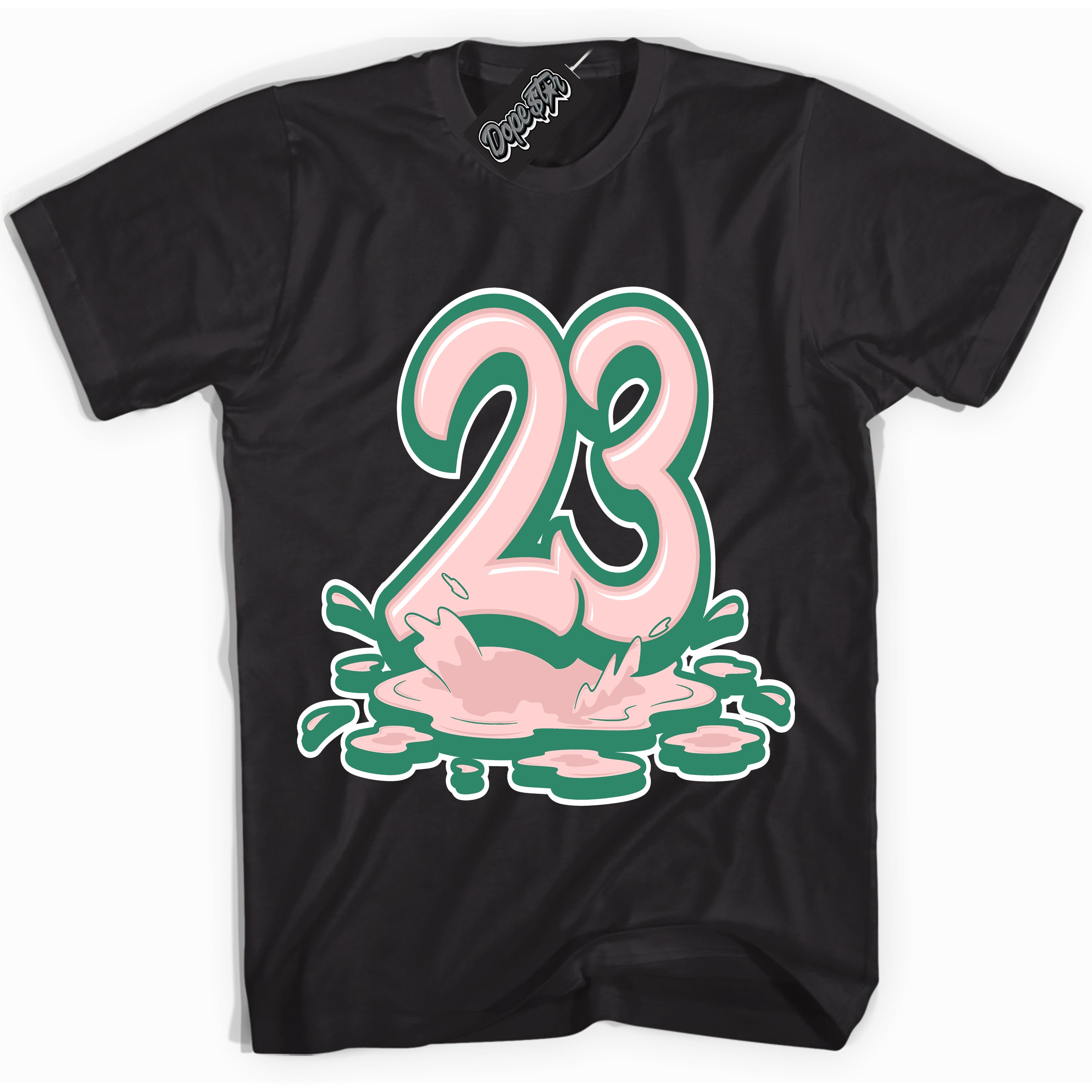 Cool Black Shirt with “ 23 Melting ” design that perfectly matches Malachite Dunks.