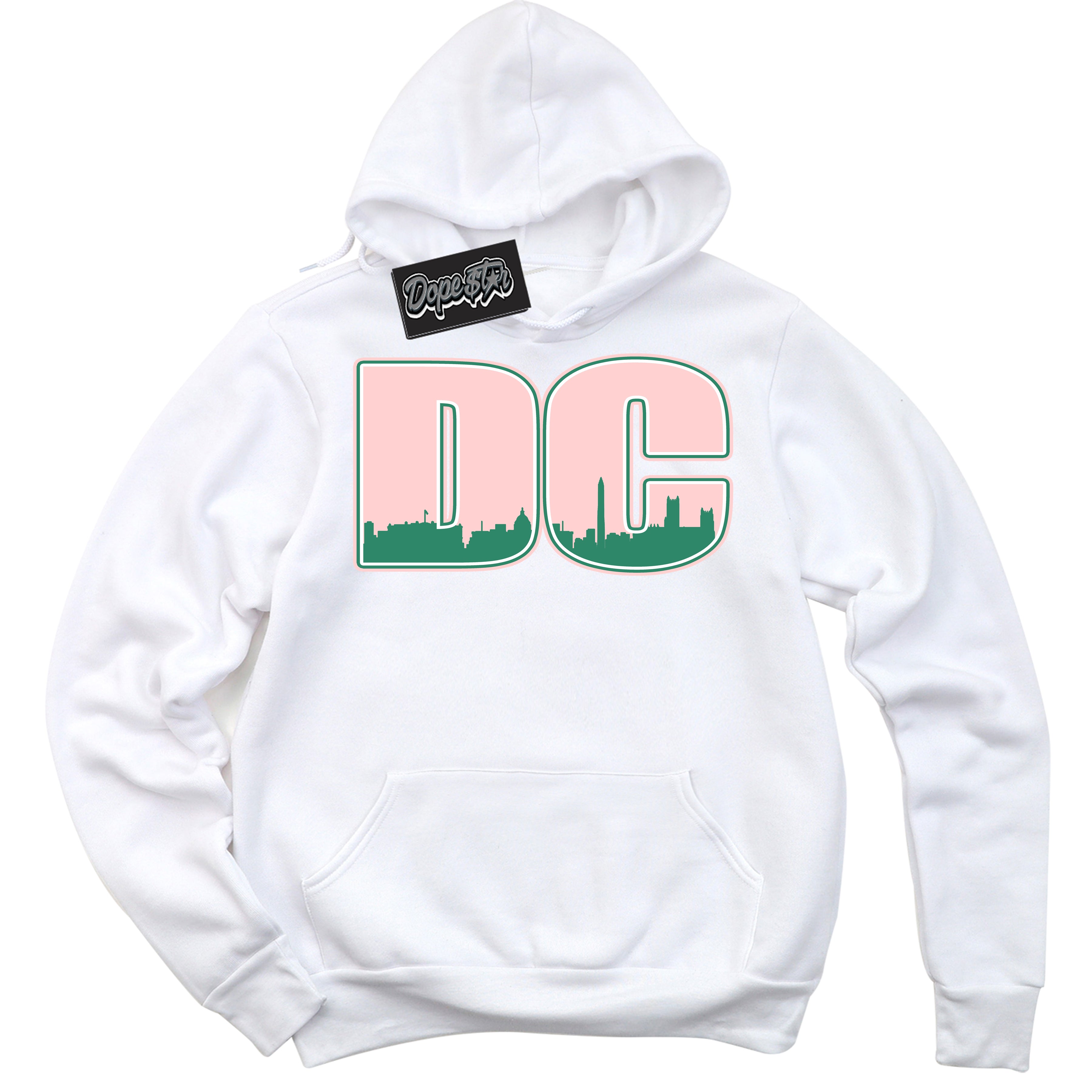 Cool White Hoodie with “ DC ”  design that Perfectly Matches Malachite Dunks.