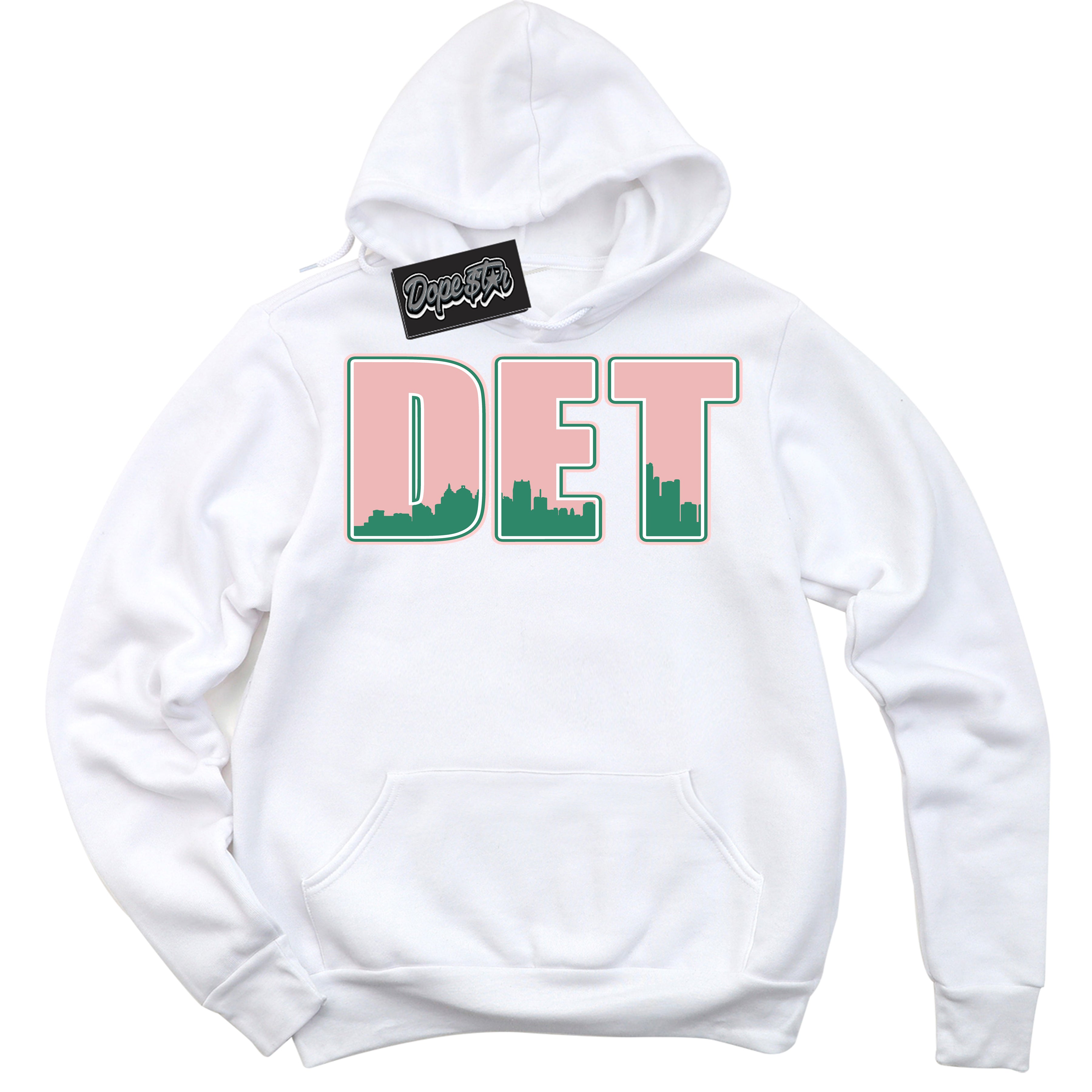 Cool White Hoodie with “ Detroit ”  design that Perfectly Matches Malachite Dunks.