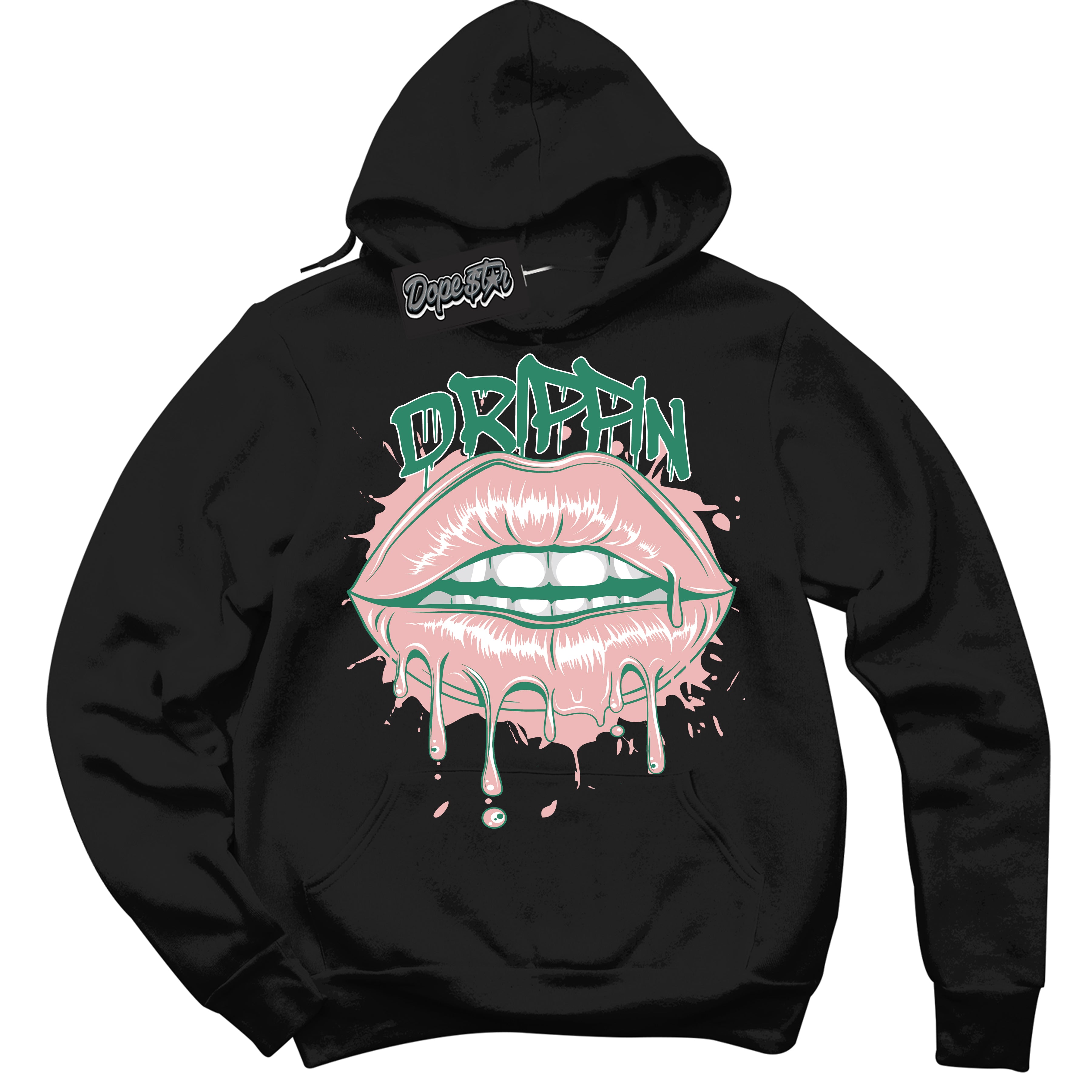 Cool Black Hoodie with “ Drippin ”  design that Perfectly Matches Malachite Dunks.